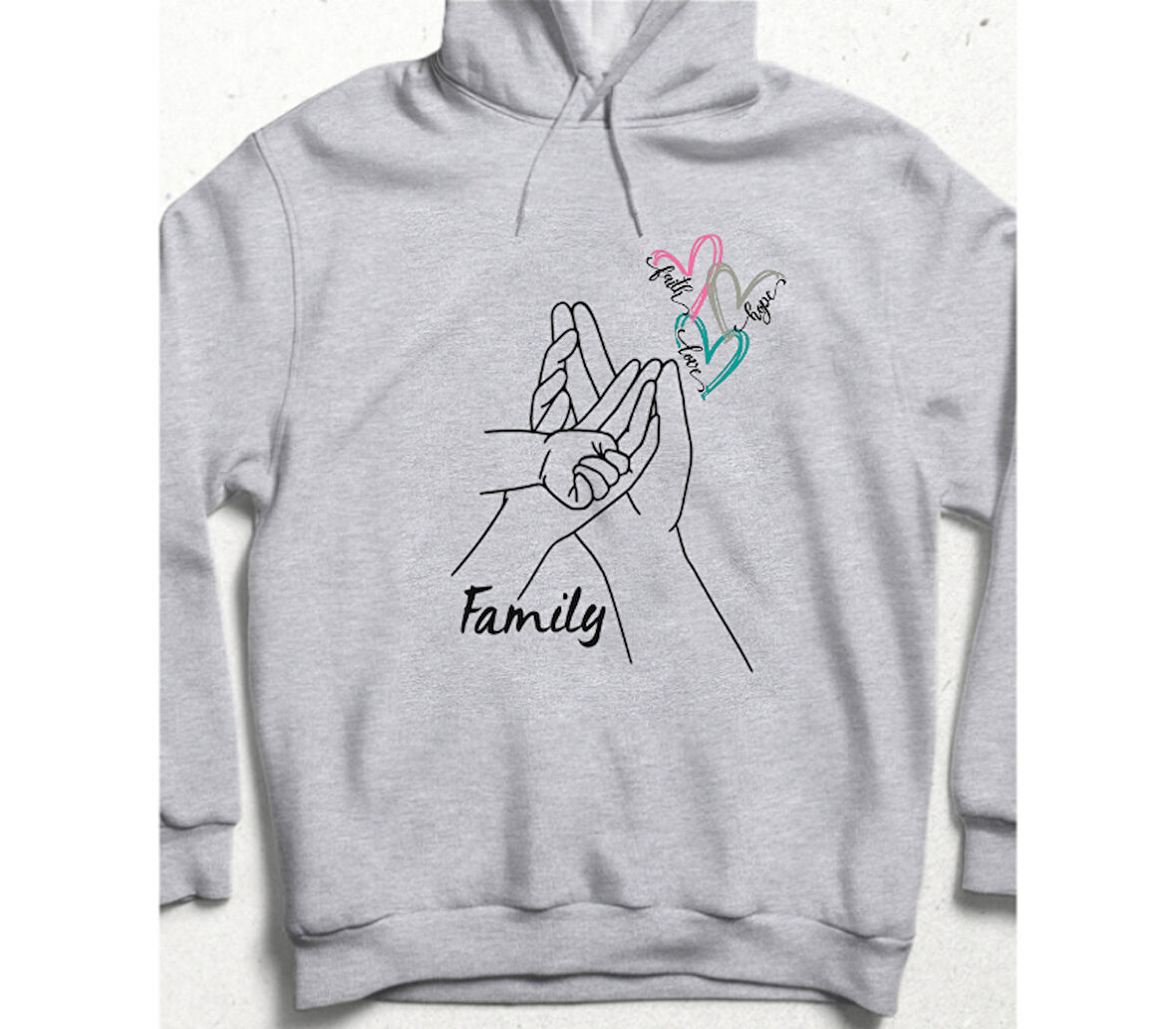 Family Touch Hoodie Unisex Sweatshirt Gri