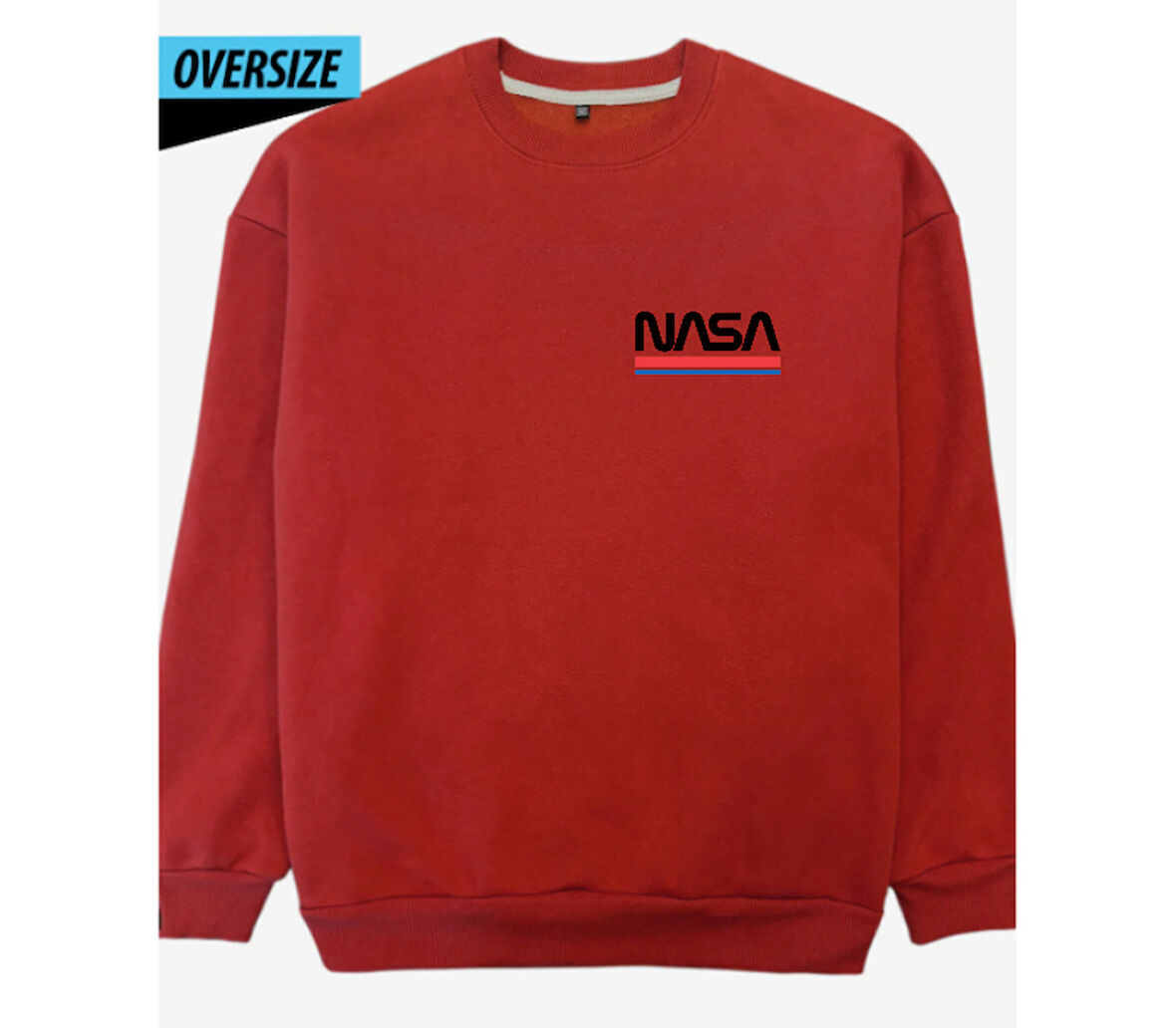 Uzay Meraklılarına Özel NASA Sweatshirt Oversize Kırmızı