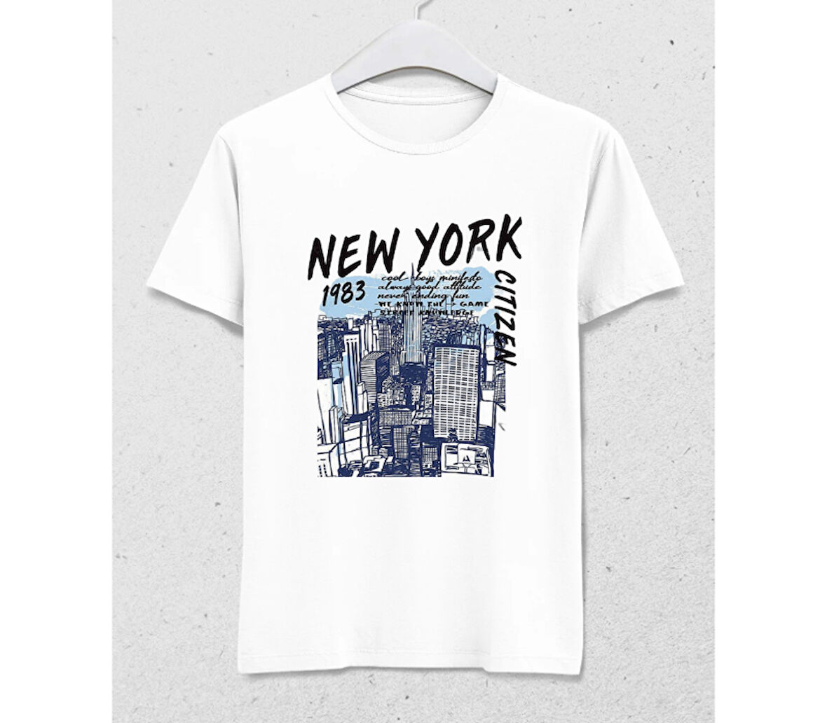 NYC Citizen 1983 – Şehir Ruhunu Üzerinde Taşı T-Shirt Beyaz