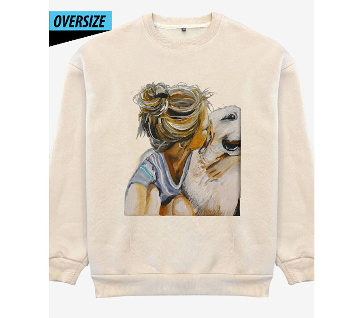 Can Dostum: Pati ve Ben! Oversize Sweatshirt Bej