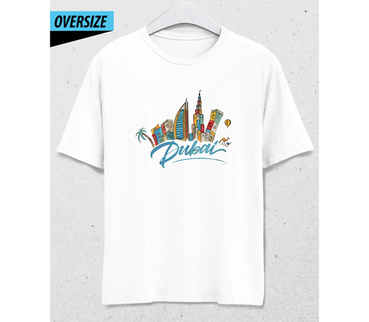 Şehri Giy: Dubai Aurası Unisex Oversize Tişört Beyaz
