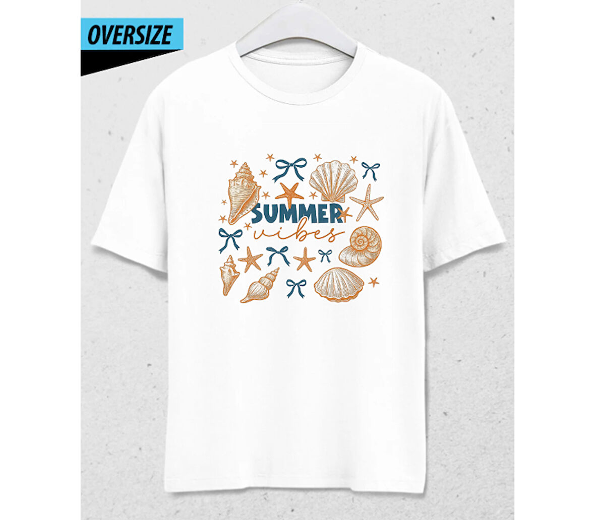 Summer Vibes Oversize Unisex T-Shirt Beyaz