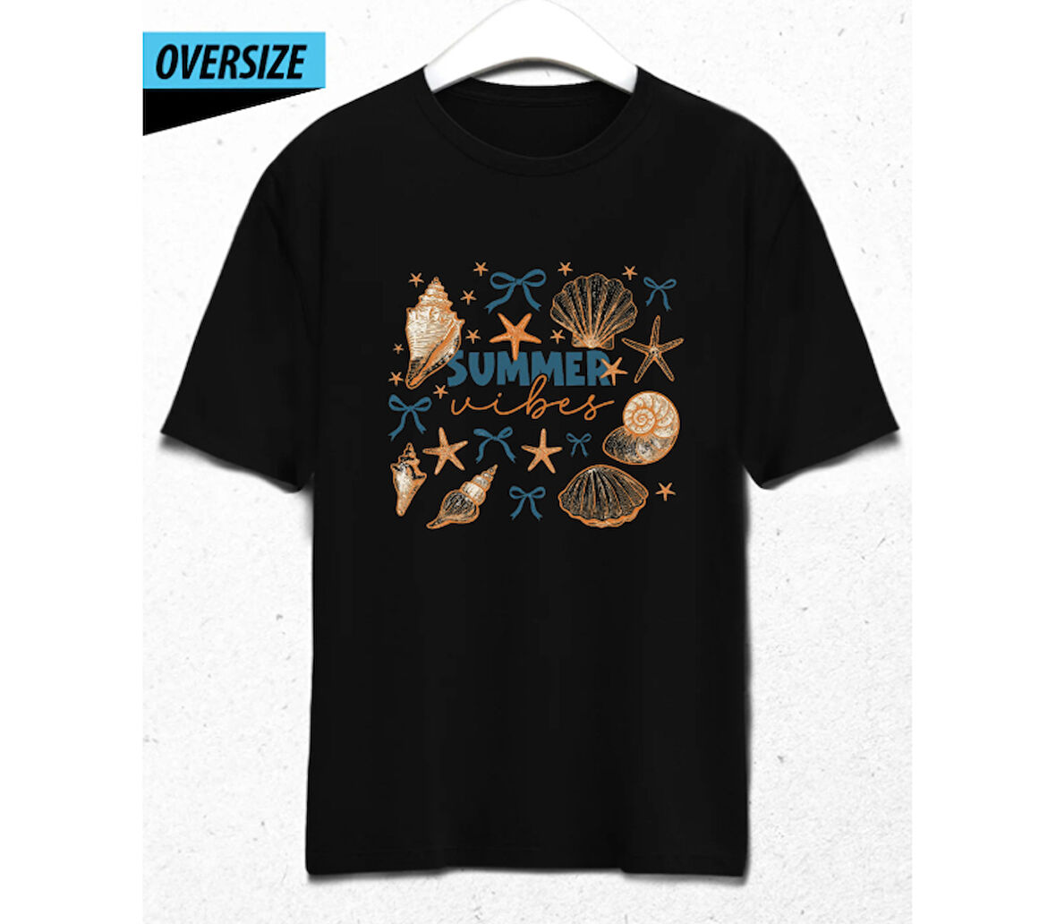 Summer Vibes Oversize Unisex T-Shirt Siyah