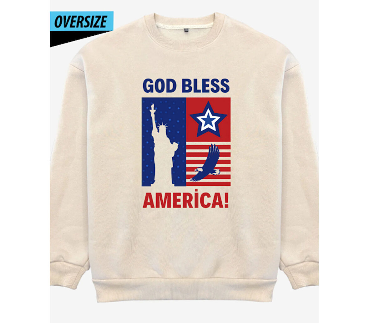 God Bless America Oversize Sweatshirt US Bej