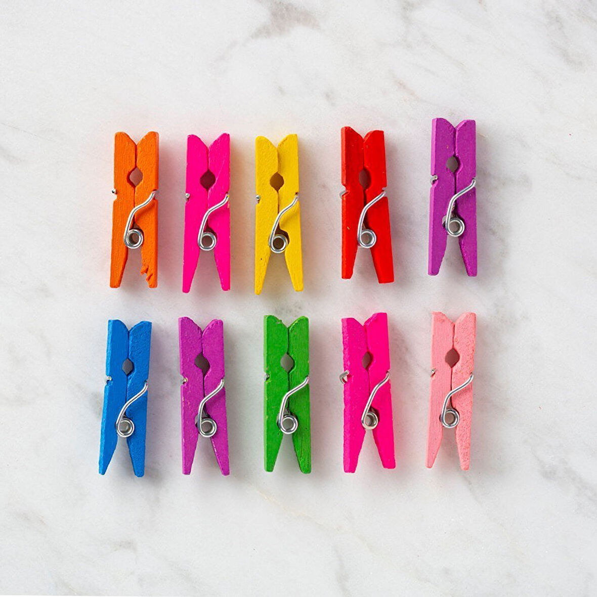  10 lu Karışık Renk Mini Ahşap Mandal