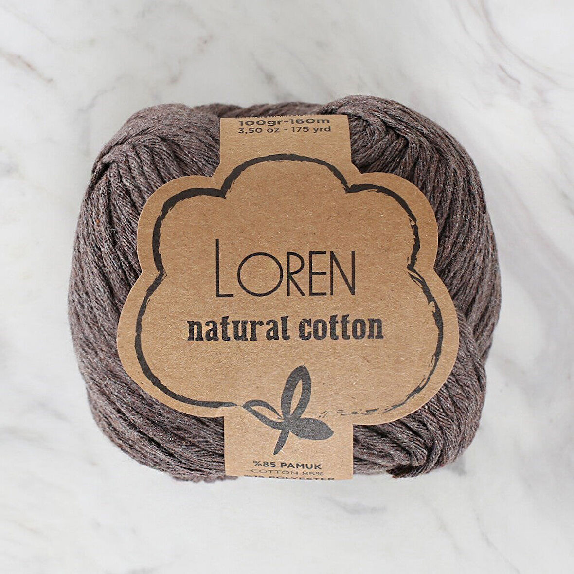  Natural Cotton Kahverengi El Örgü İpi - R069