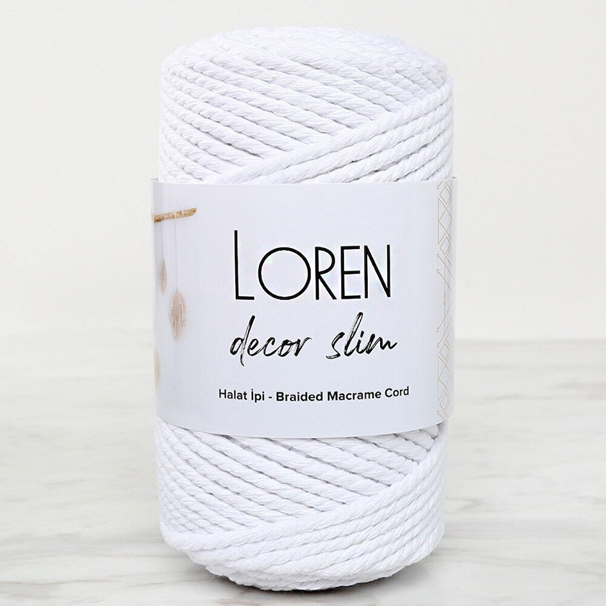  Decor Slim 3 Büküm Makrome İpi Beyaz - L001