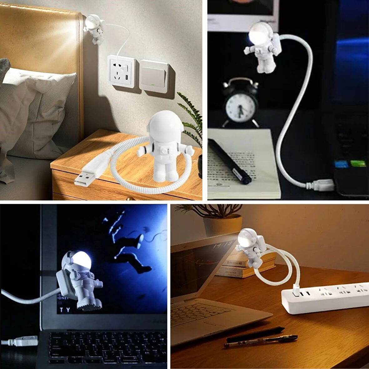 USB Astronot Gece Lambası, Masa Lambası, Kitap Okuma Lambası Işığı