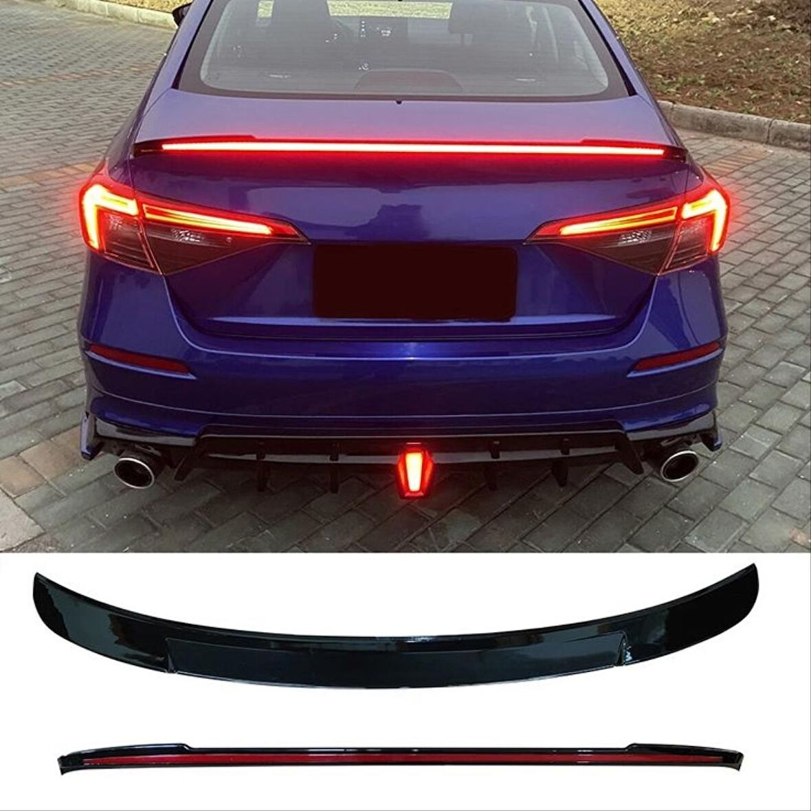 CIVIC FE1 2022 IÇIN UYUMLU  LED SPOILER (PARLAK SIYAH)