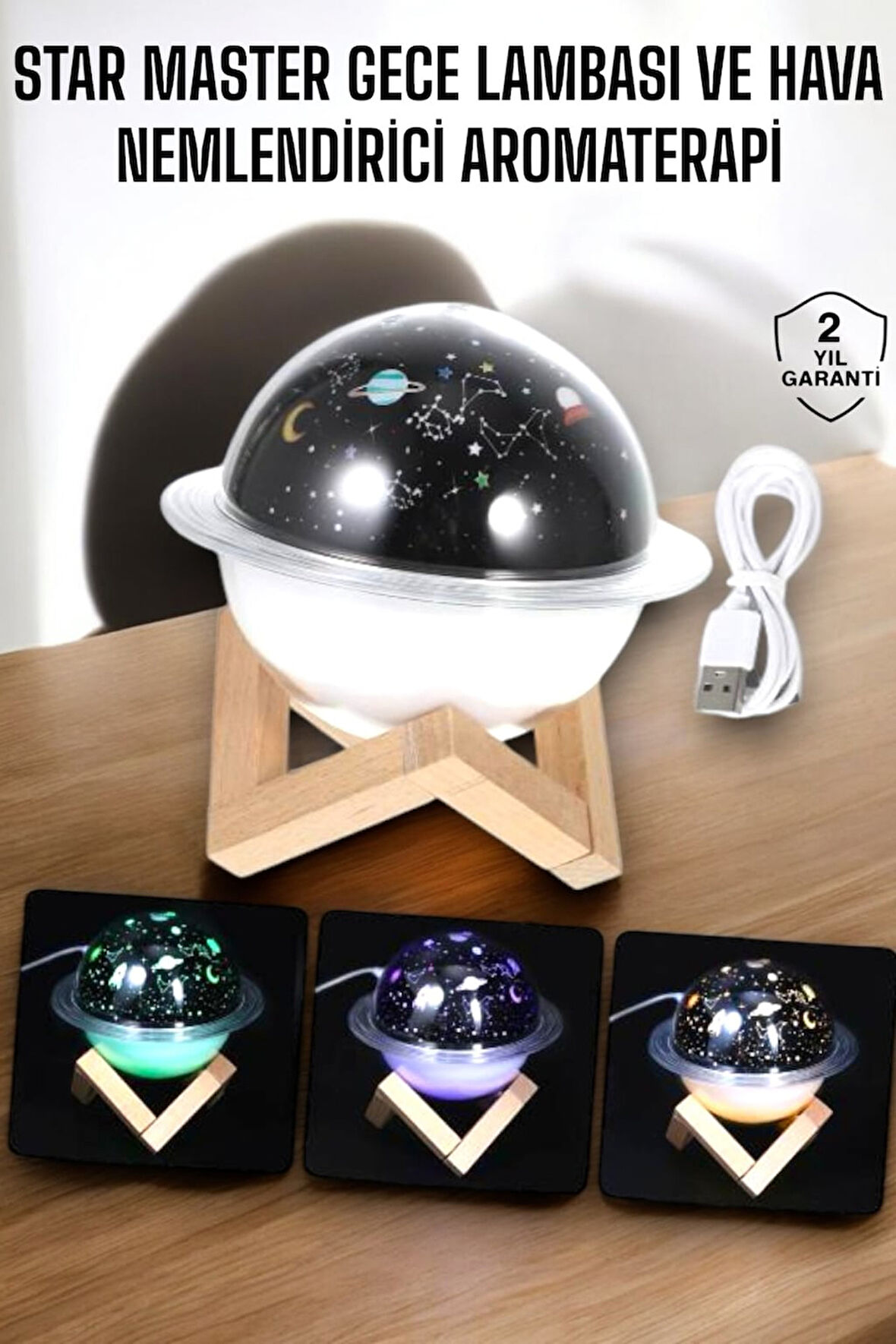 Gece Lambası Hava Nemlendirici – USB Bağlantılı Projeksiyon