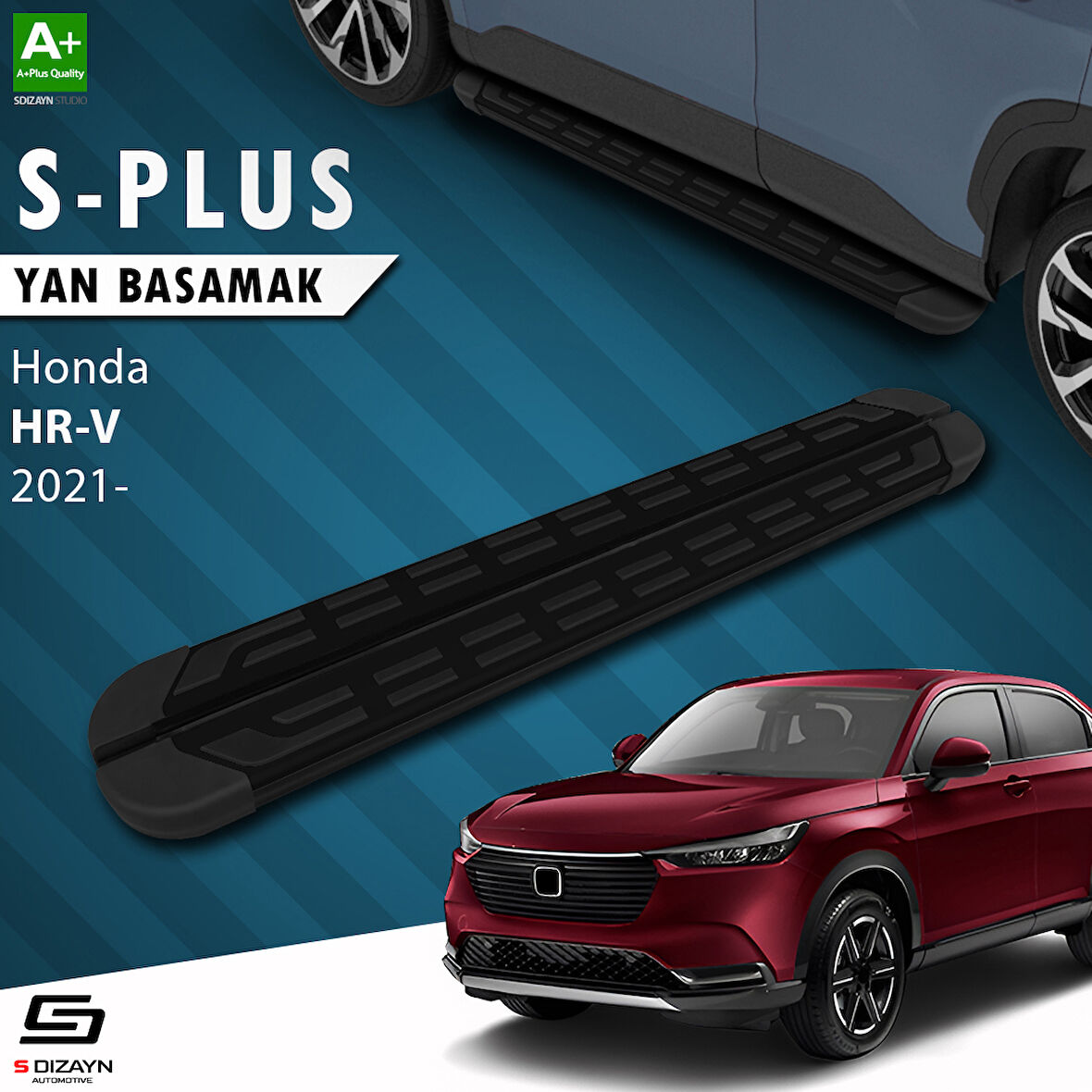 S-Dizayn Honda HR-V 3 S-Plus Siyah Yan Basamak 173 Cm 2021 Üzeri A+ Kalite