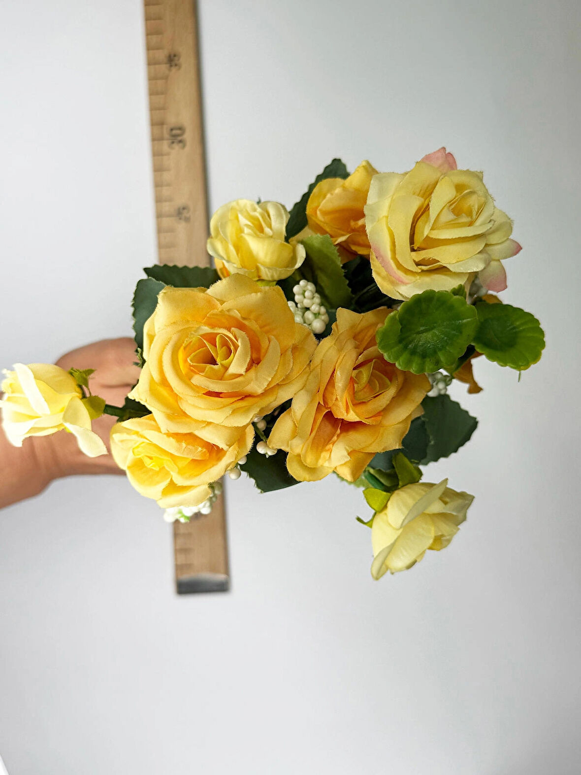 Yapay Gül Küçük Demet - Yapay Çiçek - Süs Çiçeği - El Çiçeği - Plastik Çiçek - 35cm