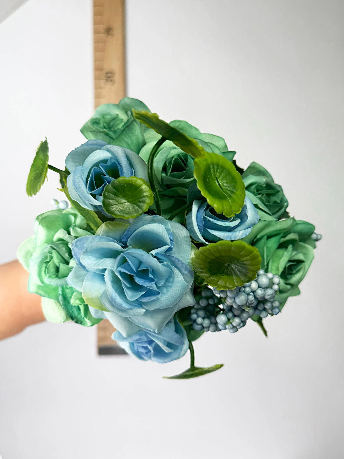 Yapay Gül Küçük Demet - Yapay Çiçek - Süs Çiçeği - El Çiçeği - Plastik Çiçek - 35cm
