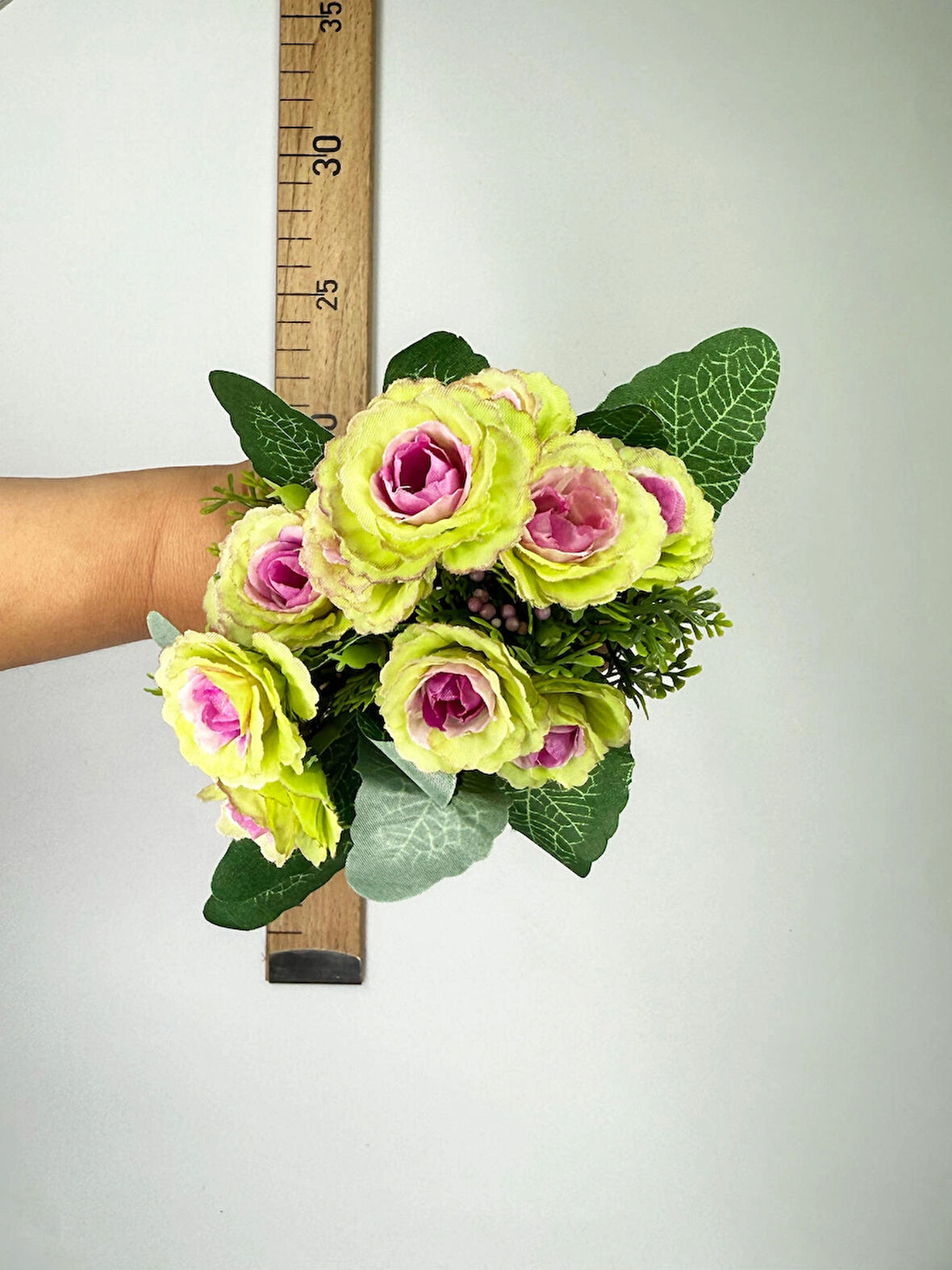 Yapay Yaban Gülü Gülen Yüz Çiçeği Küçük Demet - Yapay Çiçek - El Çiçeği - Plastik Çiçek - 30cm