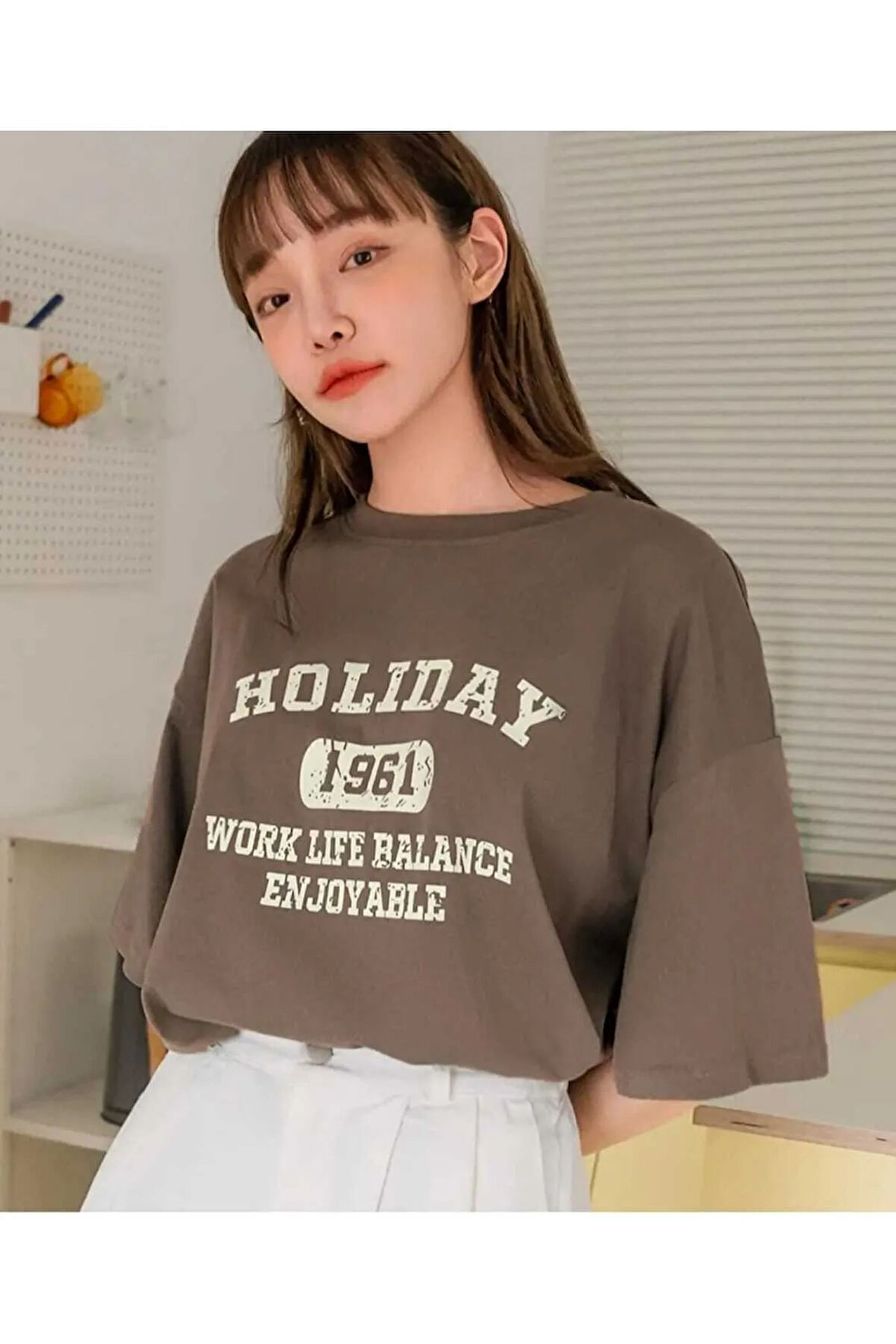 MALKOÇBEY  HOLIDAY BASKILI OVERSİZE UNİSEX BASİC T-ŞHİRT