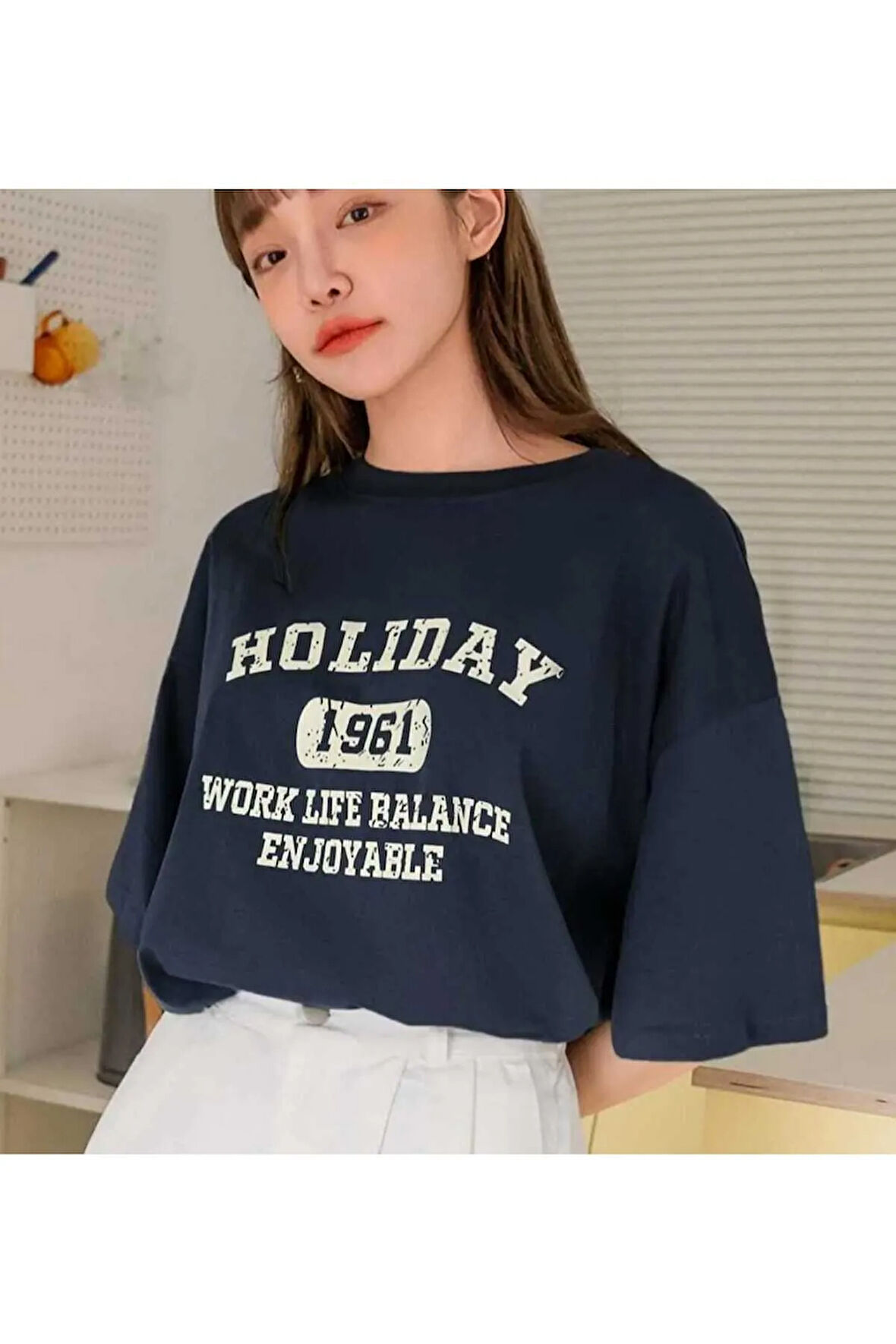 MALKOÇBEY  HOLIDAY BASKILI OVERSİZE UNİSEX BASİC T-ŞHİRT