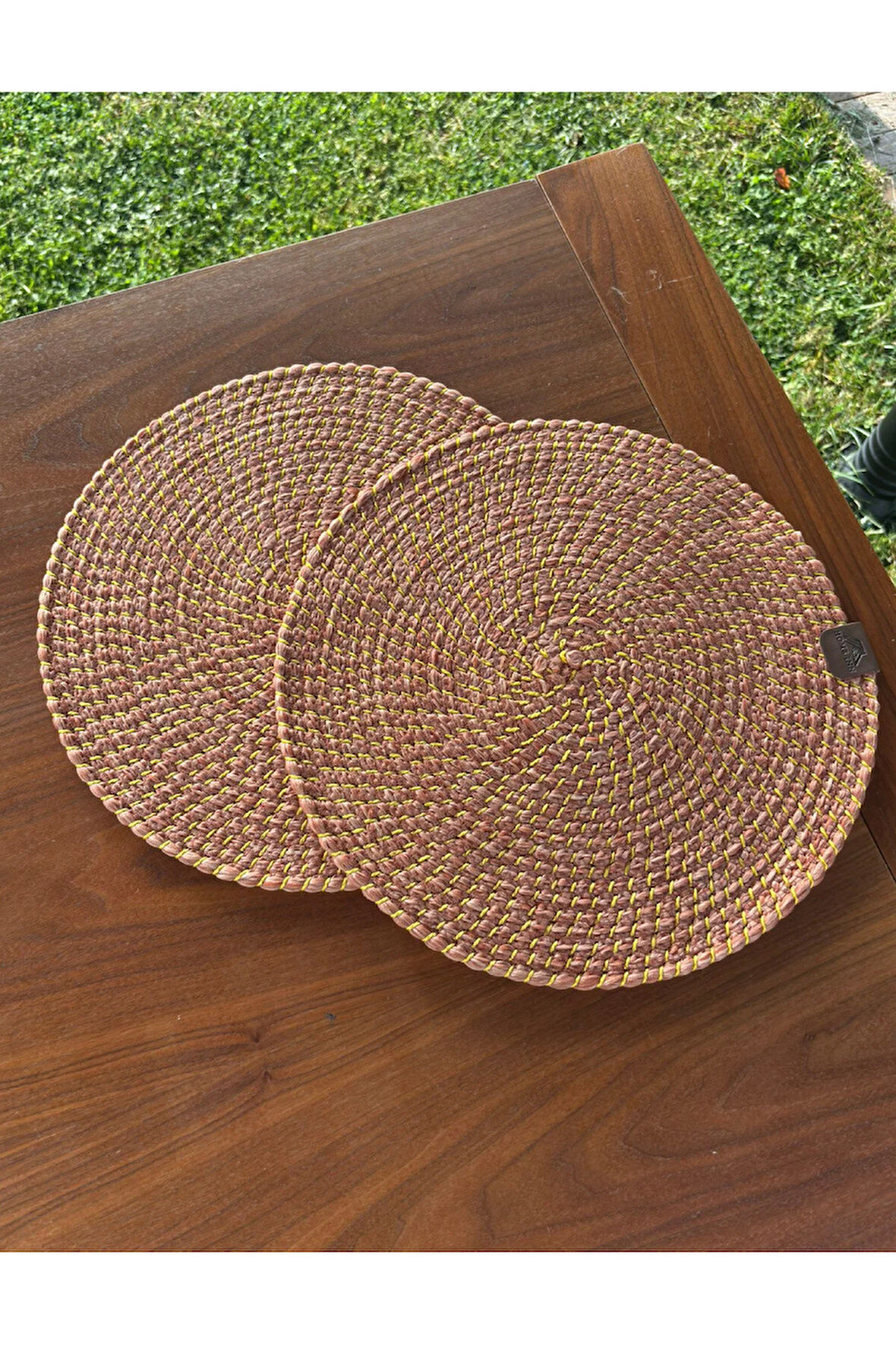 Hasır Görünümlü 2'li Amerikan Servis-Leke Tutmaz Turuncu 33 x 33 cm