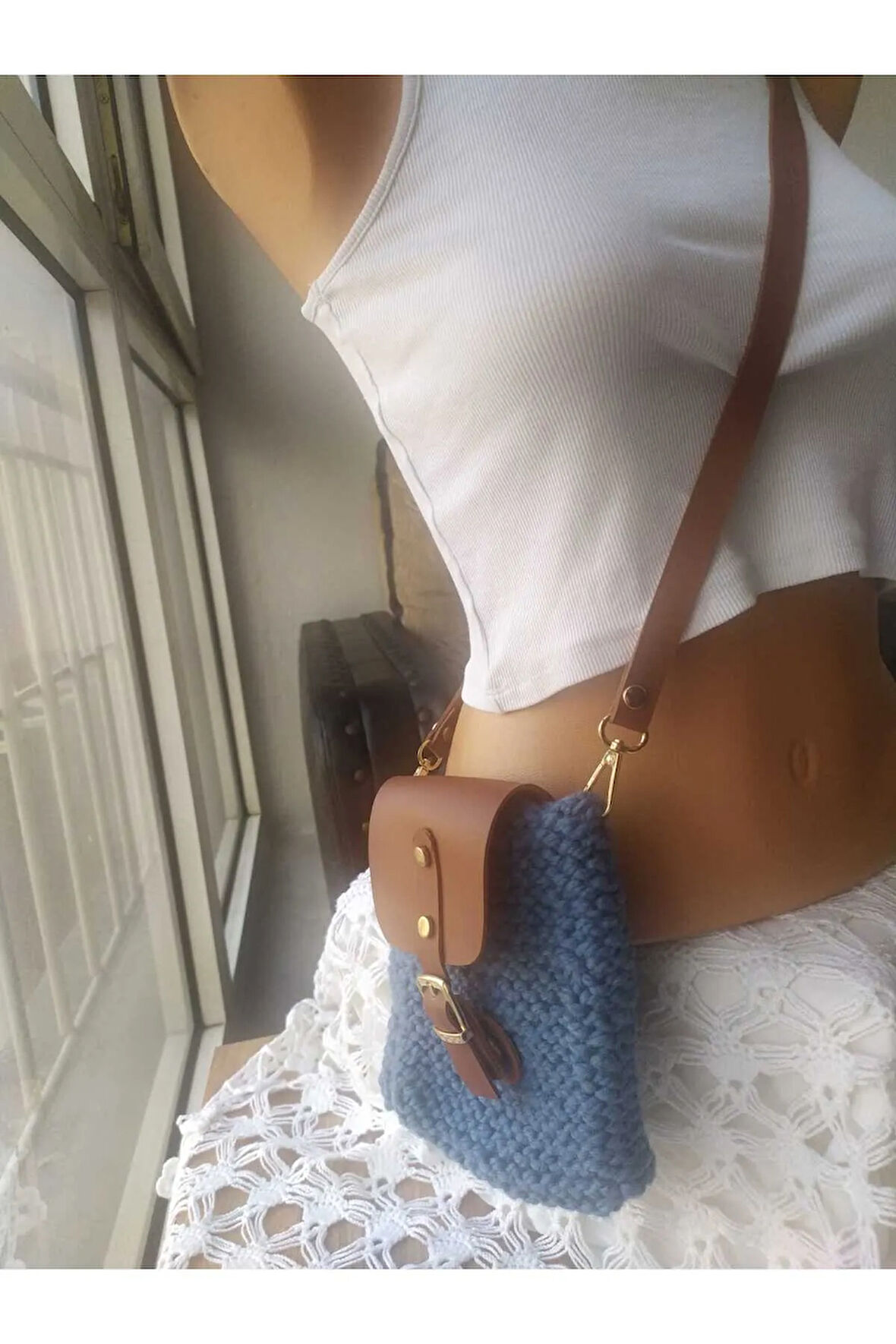 Handmade Omuz Çantası Mıknatıslı Kapama