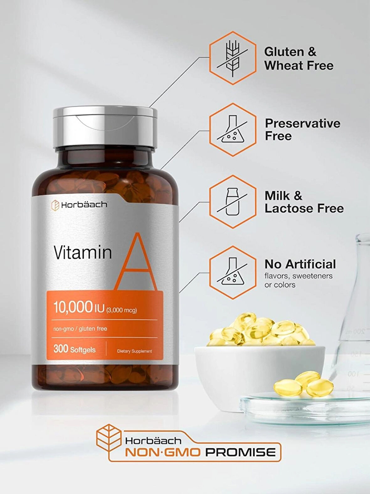 Horbäach Vitamin A 10000 IU 300 Softgels
