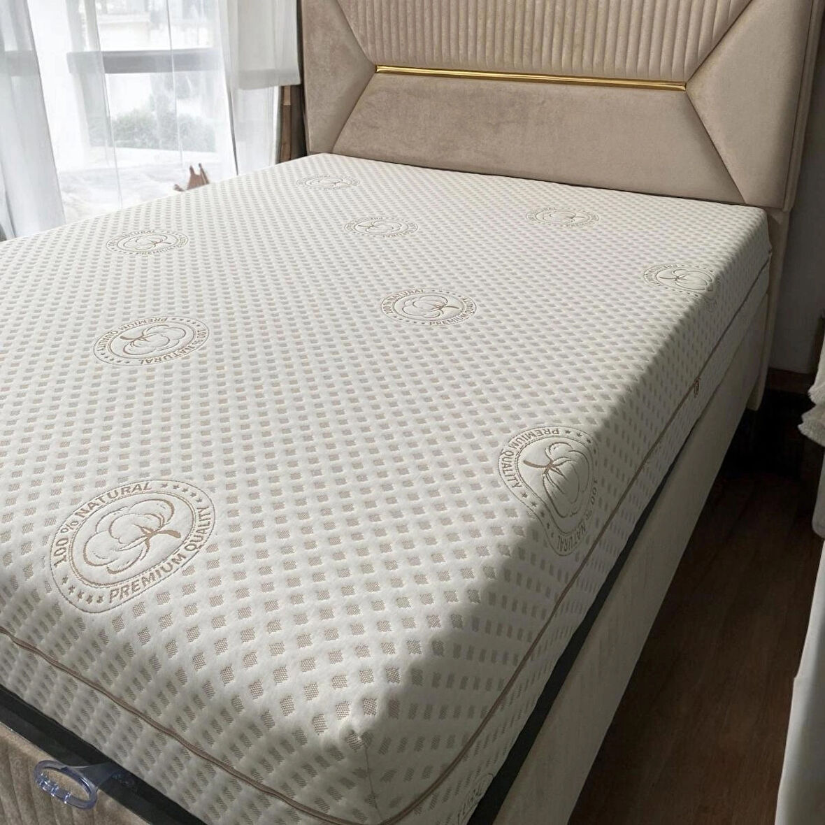 Naturel Fermuarlı Yatak Kılıfı, %100-150x200