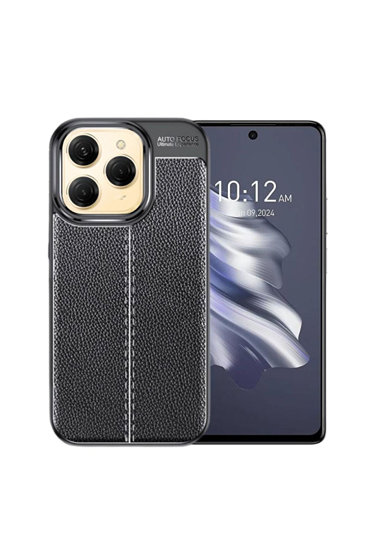 Tecno Spark GO 2024 Uyumlu Silikon Kılıf Deri Desenli Darbe Emici Autofocus Kapak