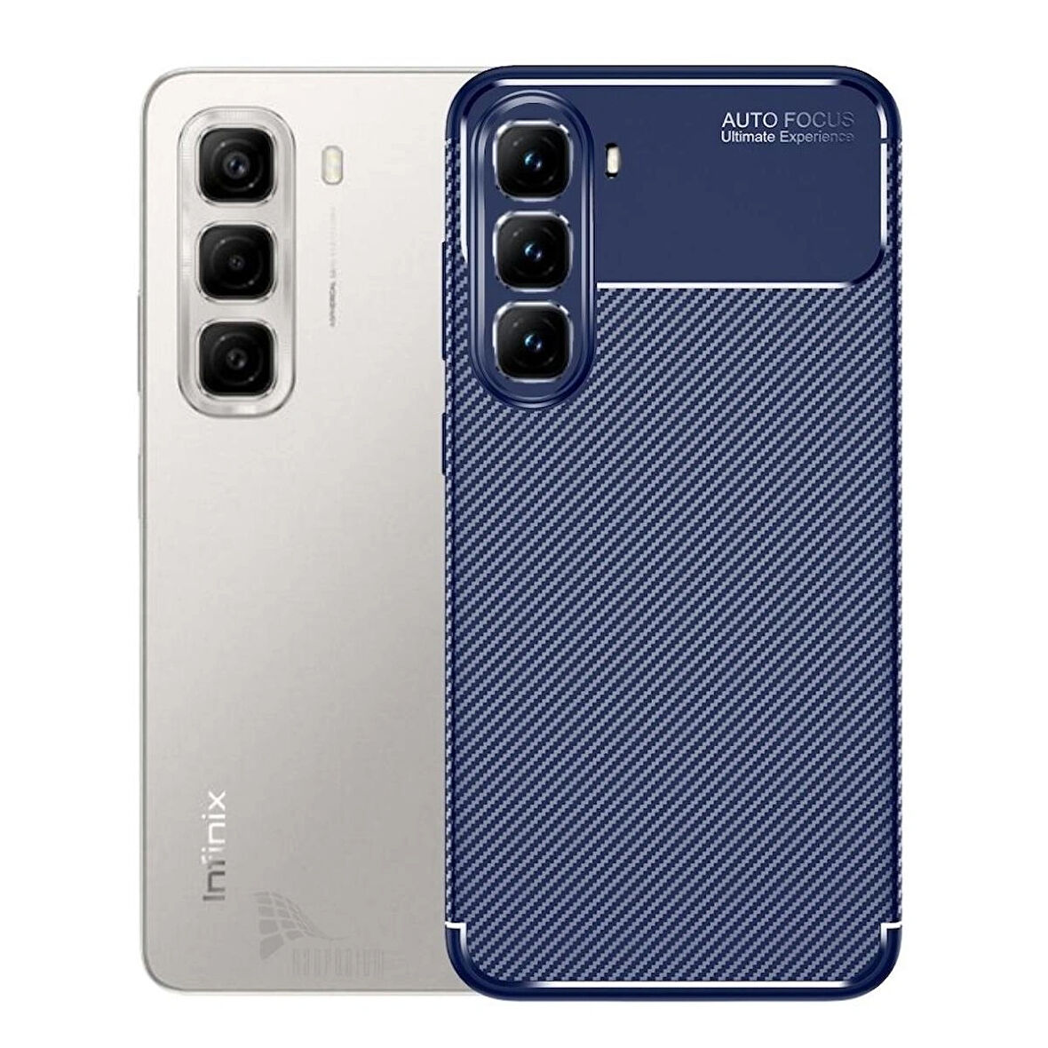 Infinix Hot 50 Pro Plus Uyumlu Silikon Kılıf Karbon Desenli Kamera Korumalı Darbe Emici Autofocus Kapak