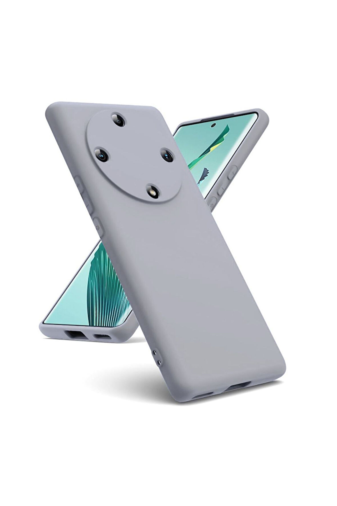 Honor X9A Uyumlu Silikon Kılıf - Kamera Korumalı Esnek Pastel Renk Kapak - Gri
