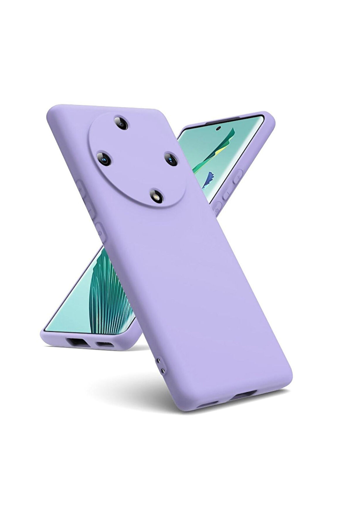 Honor X9A Uyumlu Silikon Kılıf - Kamera Korumalı Esnek Pastel Renk Kapak - Lila