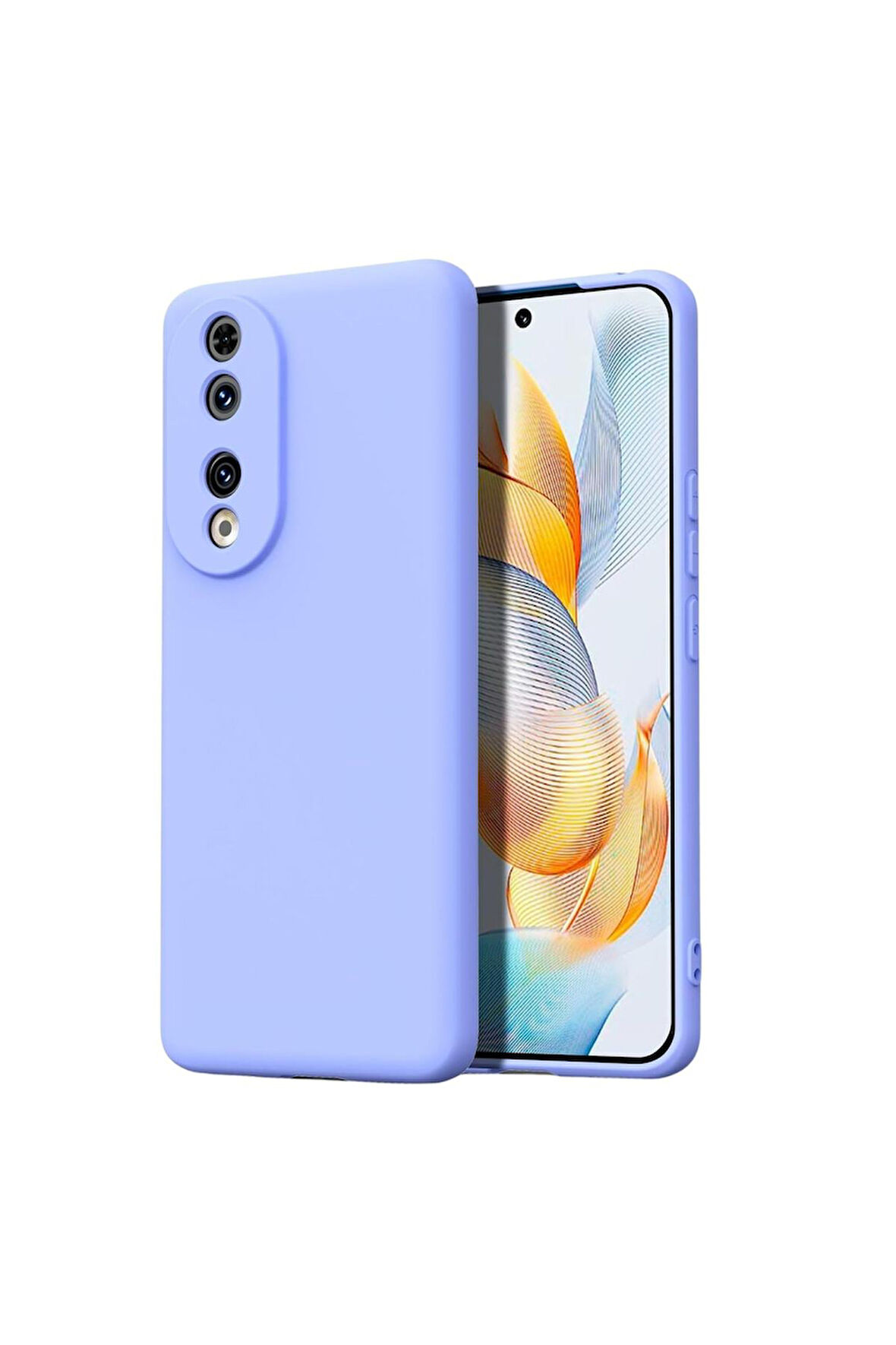 Honor 90 Uyumlu Silikon Kılıf - Kamera Korumalı Esnek Pastel Renk Kapak - Lila