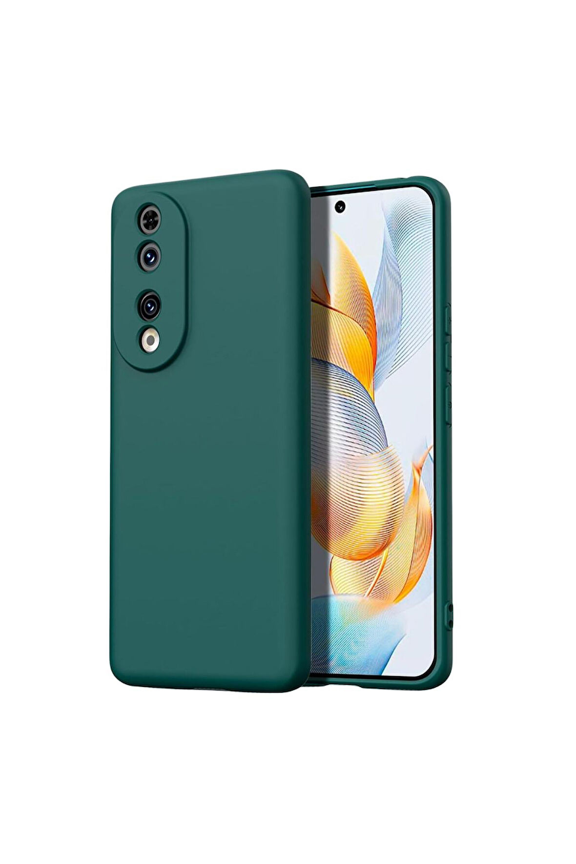 Honor 90 Uyumlu Silikon Kılıf - Kamera Korumalı Esnek Pastel Renk Kapak - Yeşil