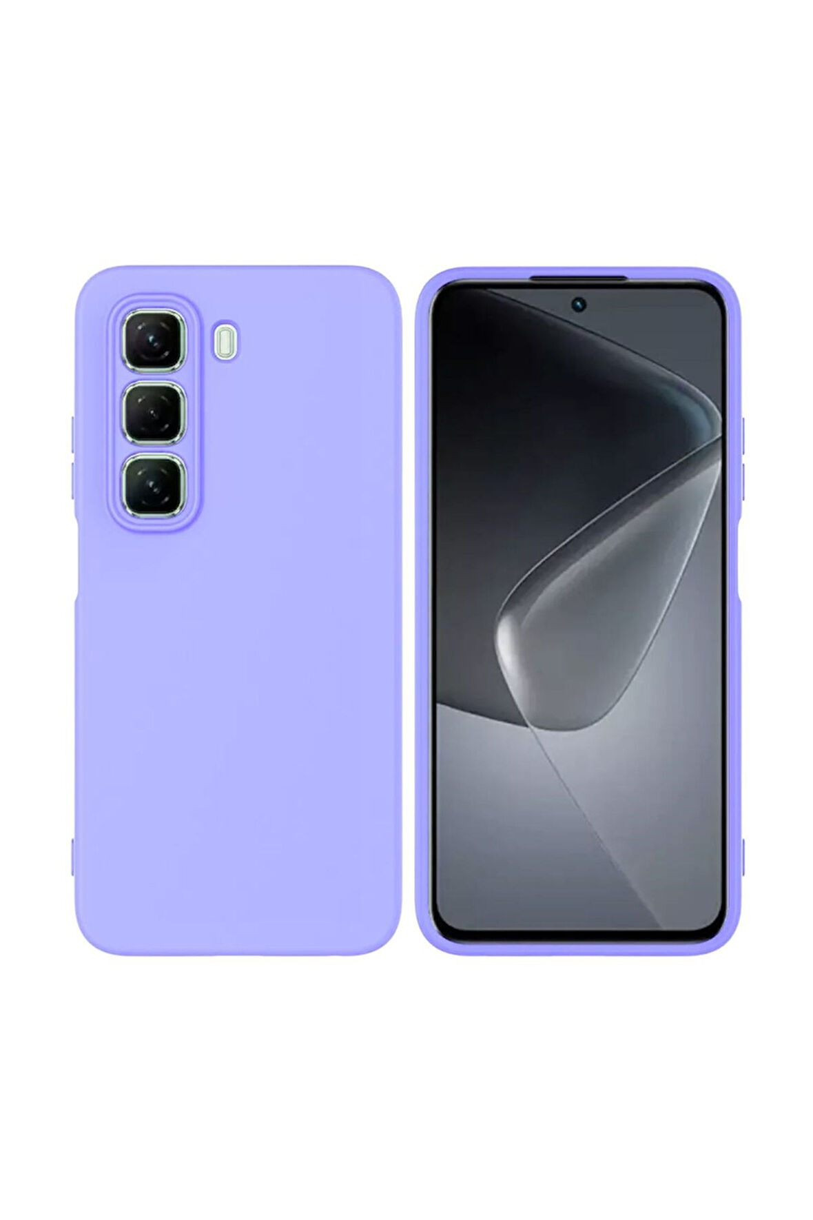 Infinix Hot 50 Pro Plus Uyumlu Silikon Kılıf - Kamera Korumalı Esnek Pastel Renk Kapak - Lila
