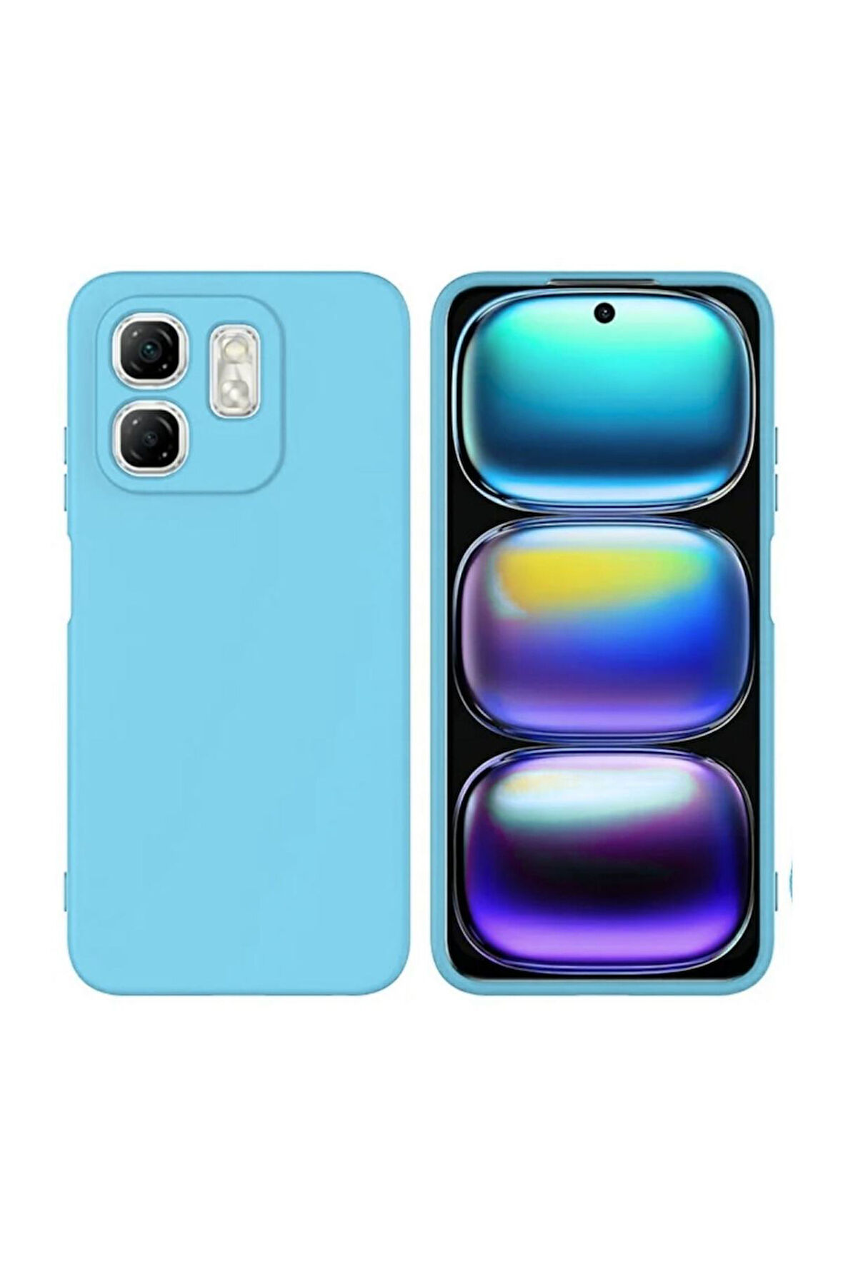 Infinix Hot 50i Uyumlu Silikon Kılıf - Kamera Korumalı Esnek Pastel Renk Kapak - Mavi