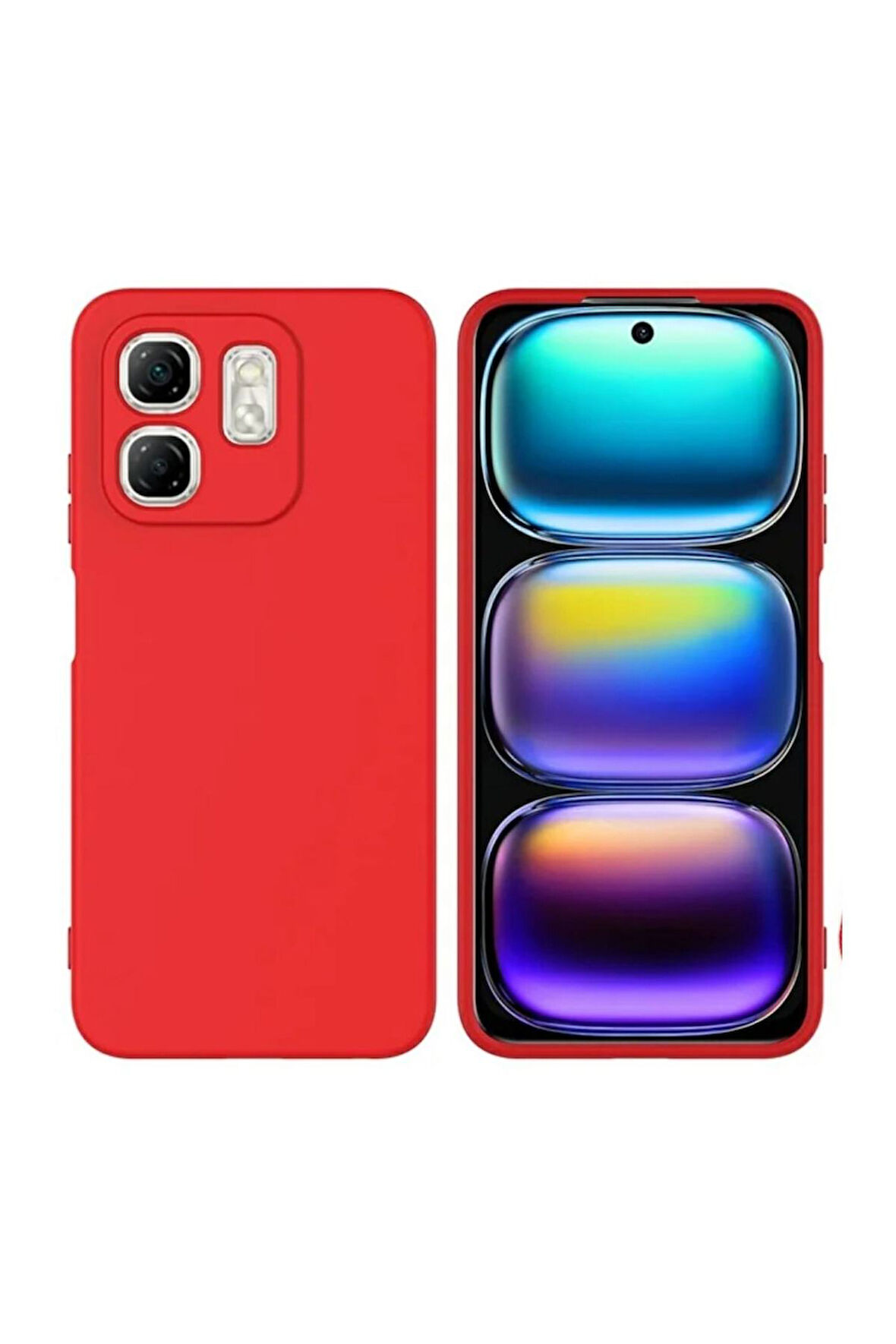 Infinix Smart 9 Uyumlu Silikon Kılıf - Kamera Korumalı Esnek Pastel Renk Kapak - Kırmızı