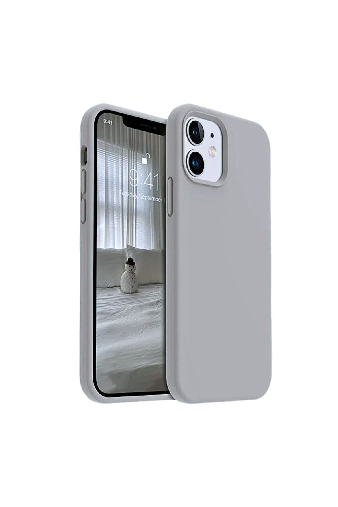 Apple iPhone 11 Uyumlu Silikon Kılıf - Pastel Renk Tonu Esnek Tam Koruma Kapak - Gri