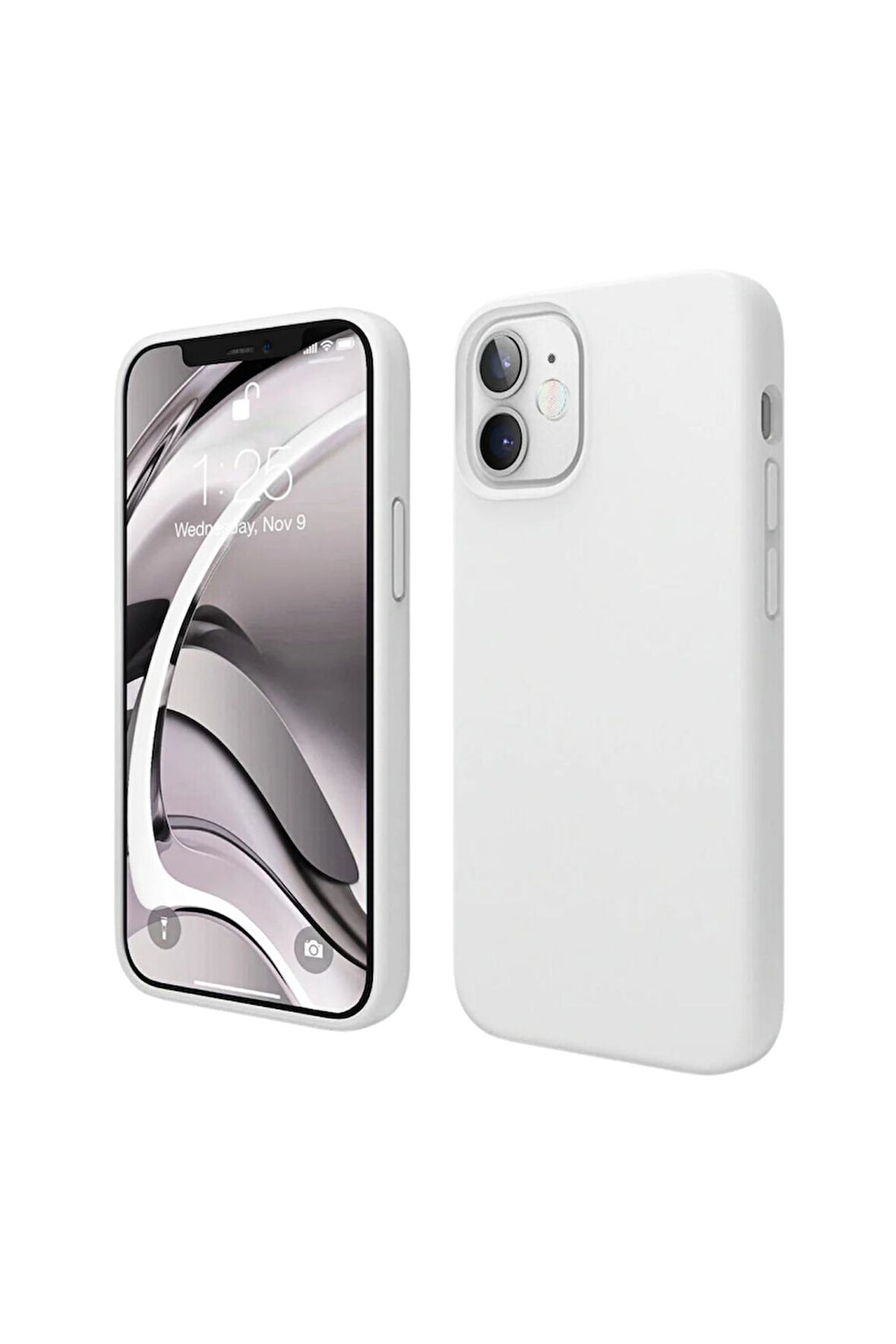 Apple iPhone 12 Mini Uyumlu Silikon Kılıf - Pastel Renk Tonu Esnek Tam Koruma Kapak - Beyaz