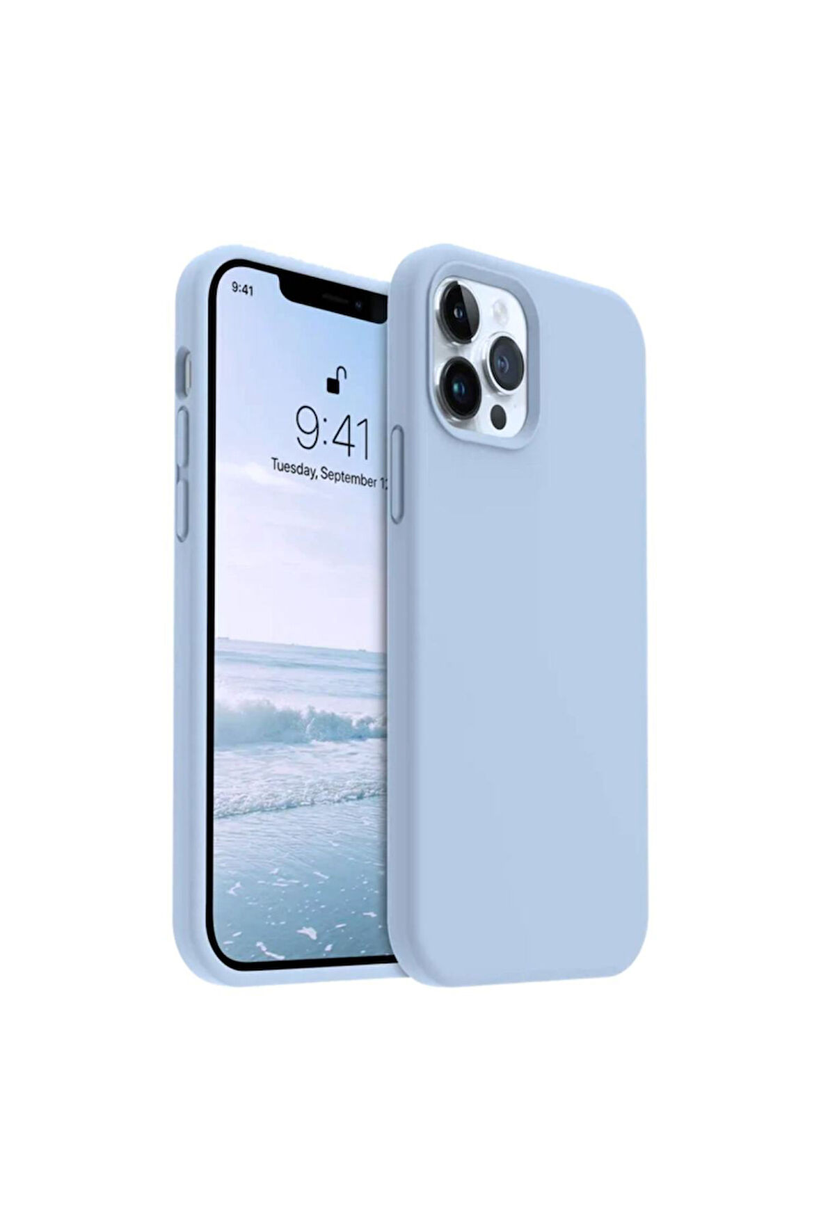 Apple iPhone 12 Pro Max Uyumlu Silikon Kılıf - Pastel Renk Esnek Tam Koruma Kapak - Mavi