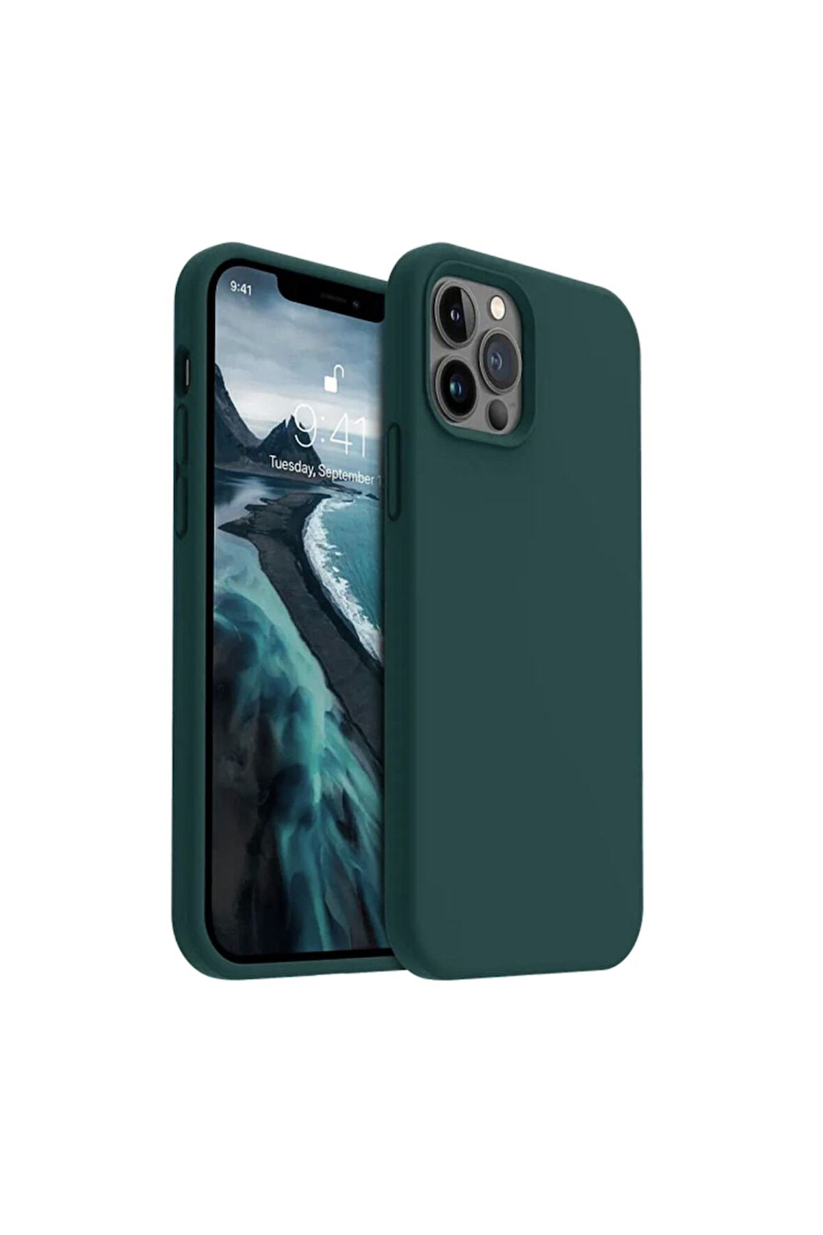 Apple iPhone 12 Pro Max Uyumlu Silikon Kılıf - Pastel Renk Esnek Tam Koruma Kapak - Yeşil