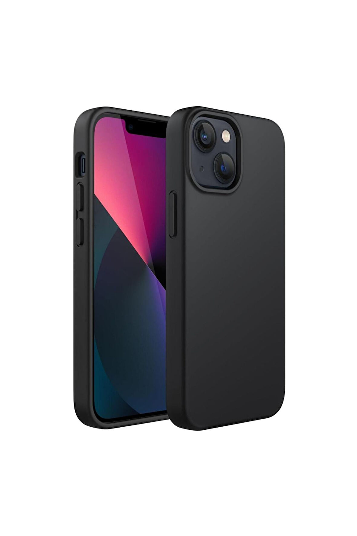 Apple iPhone 13 Uyumlu Silikon Kılıf - Pastel Renk Tonu Esnek Tam Koruma Kapak - Siyah