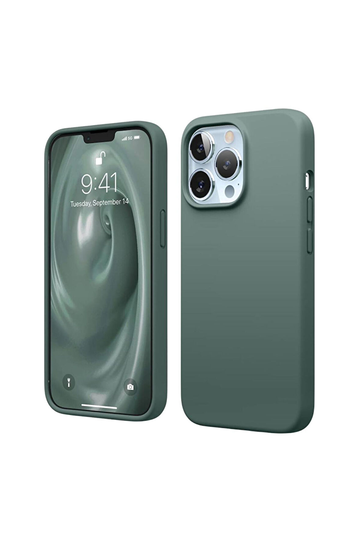 Apple iPhone 13 Pro Max Uyumlu Silikon Kılıf - Pastel Renk Esnek Tam Koruma Kapak - Yeşil