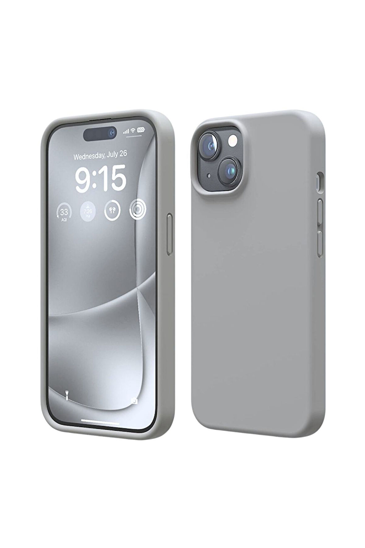 Apple iPhone 14 Uyumlu Silikon Kılıf - Pastel Renk Tonu Esnek Tam Koruma Kapak - Gri
