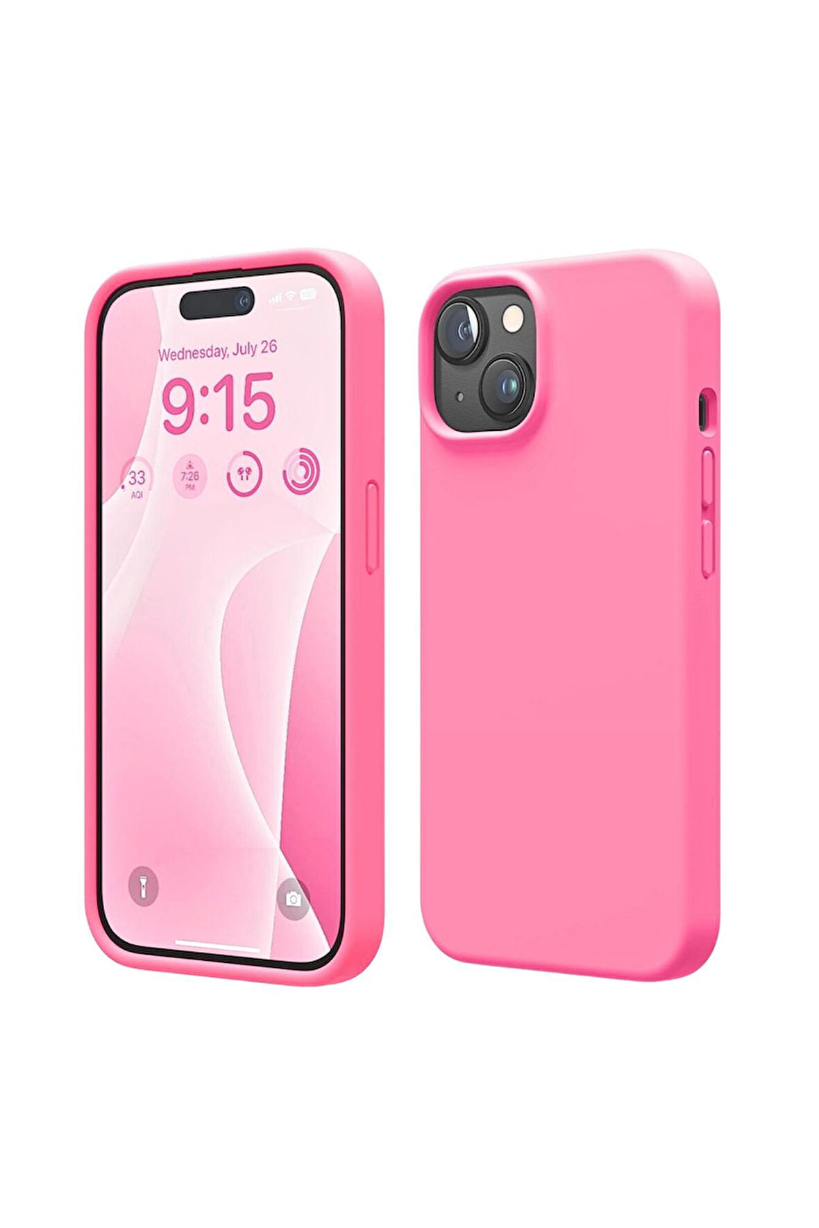Apple iPhone 14 Uyumlu Silikon Kılıf - Pastel Renk Tonu Esnek Tam Koruma Kapak - Pembe