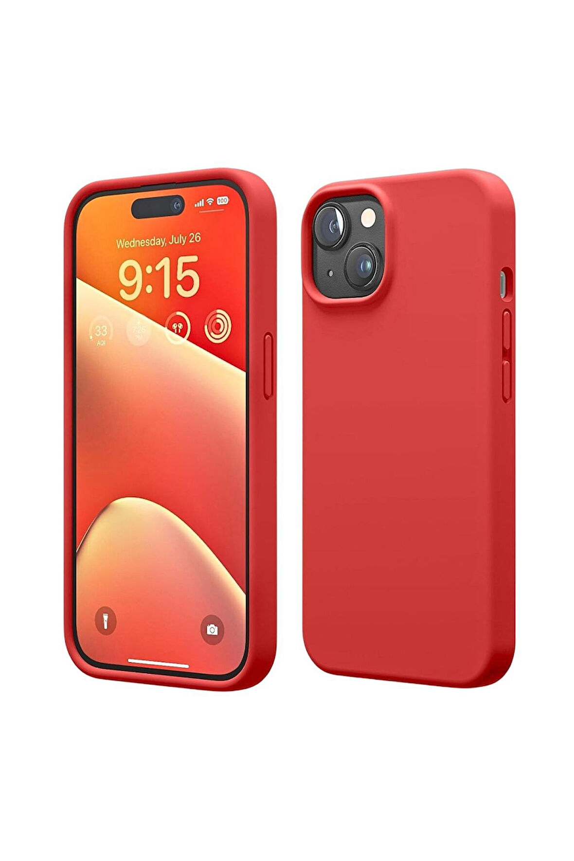 Apple iPhone 14 Plus Uyumlu Silikon Kılıf - Pastel Renk Tonu Esnek Tam Koruma Kapak - Kırmızı
