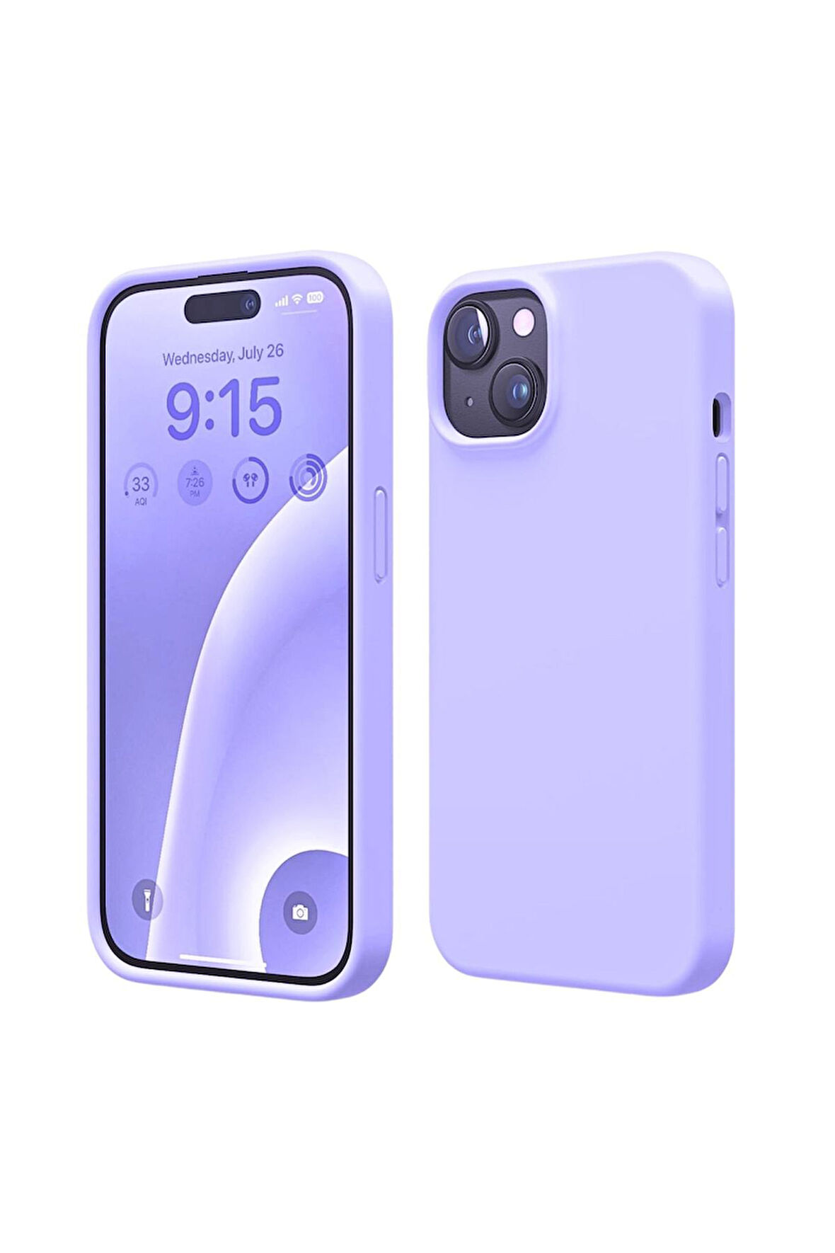 Apple iPhone 14 Plus Uyumlu Silikon Kılıf - Pastel Renk Tonu Esnek Tam Koruma Kapak - Lila