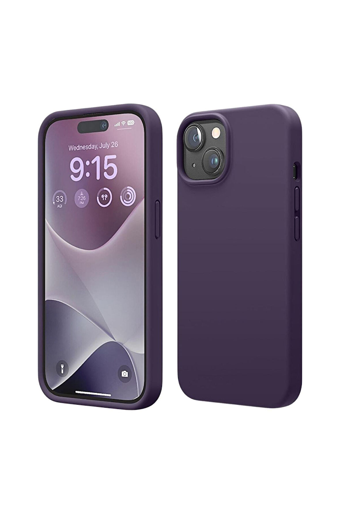 Apple iPhone 15 Uyumlu Silikon Kılıf - Pastel Renk Tonu Esnek Tam Koruma Kapak - Mor