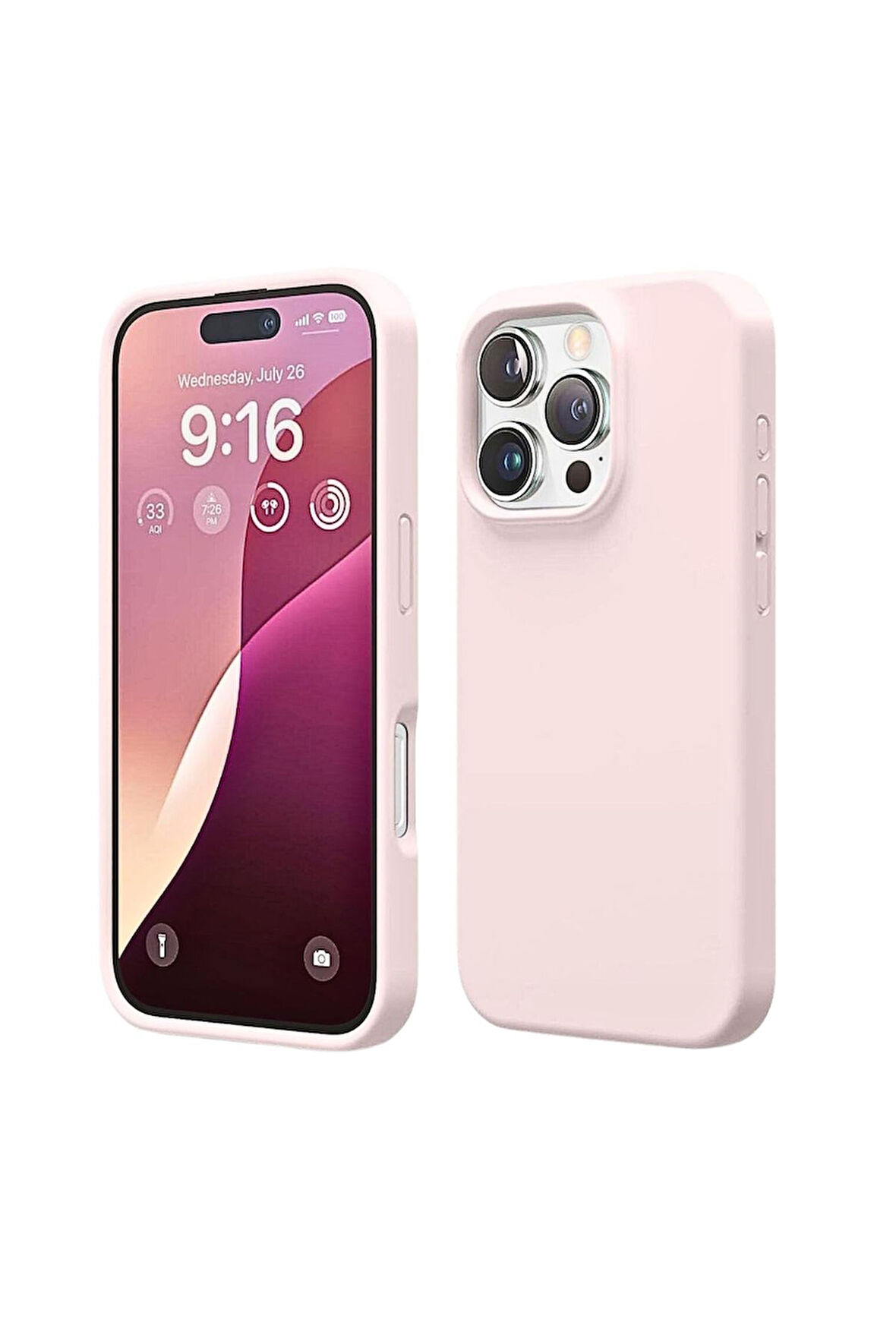Apple iPhone 15 Pro Uyumlu Silikon Kılıf - Pastel Renk Esnek Tam Koruma Kapak - Pudra Pembe