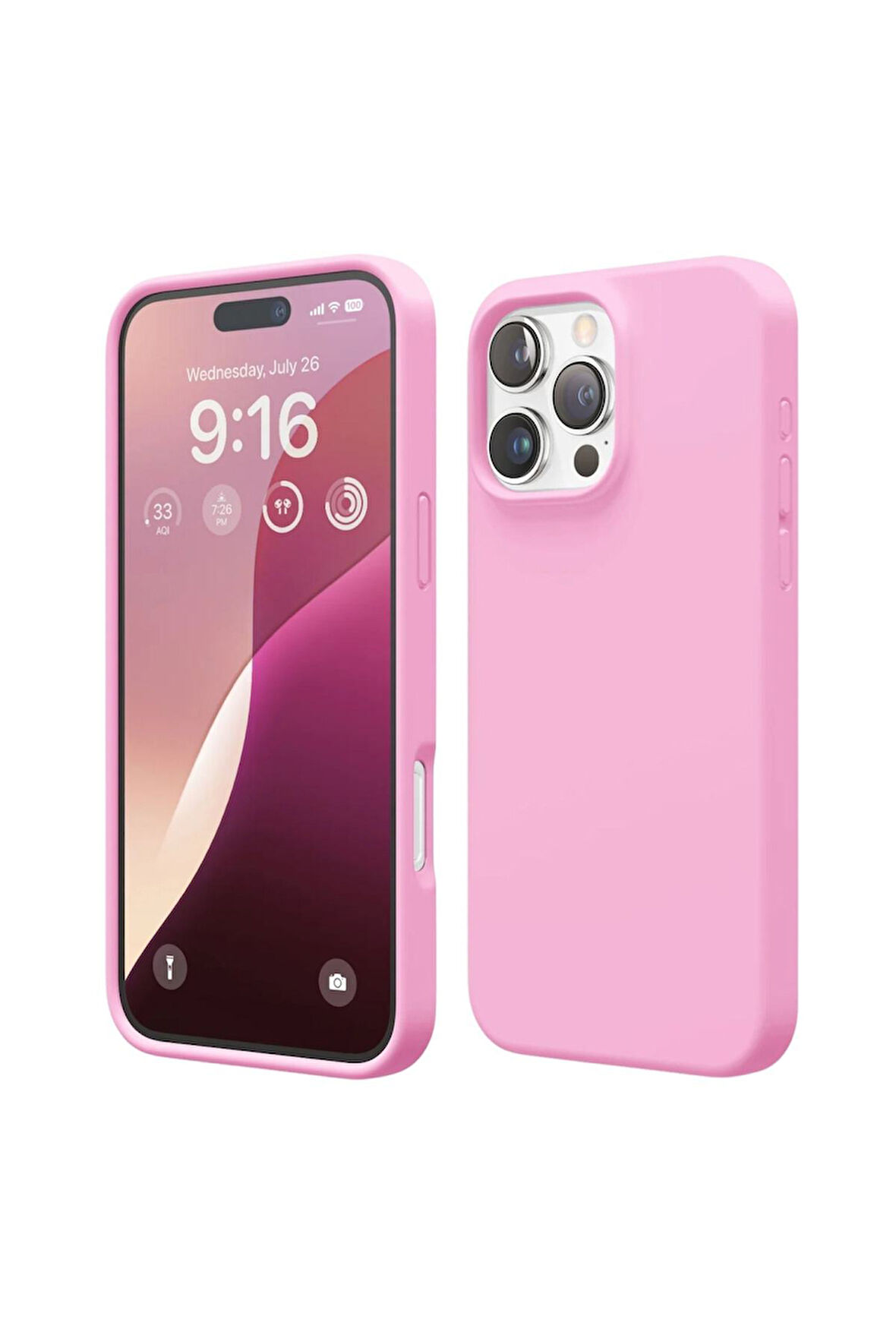 Apple iPhone 15 Pro Uyumlu Silikon Kılıf - Pastel Renk Esnek Tam Koruma Kapak - Pembe