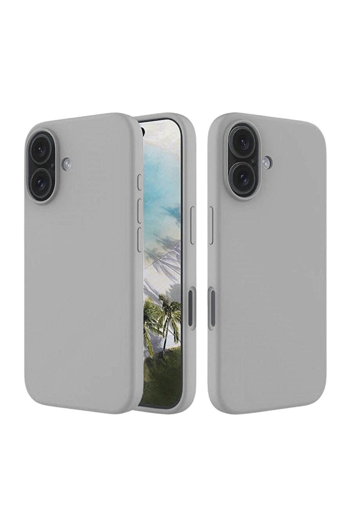 Apple iPhone 16 Uyumlu Silikon Kılıf - Pastel Renk Tonu Esnek Tam Koruma Kapak - Gri