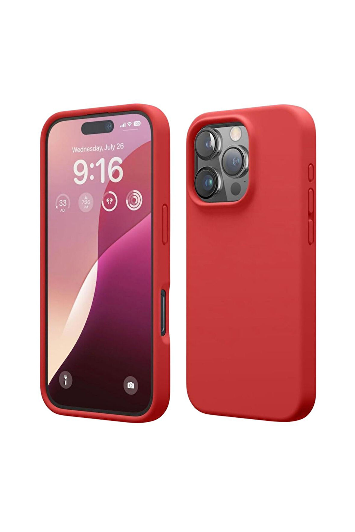 Apple iPhone 16 Pro Uyumlu Silikon Kılıf - Pastel Renk Esnek Tam Koruma Kapak - Kırmızı