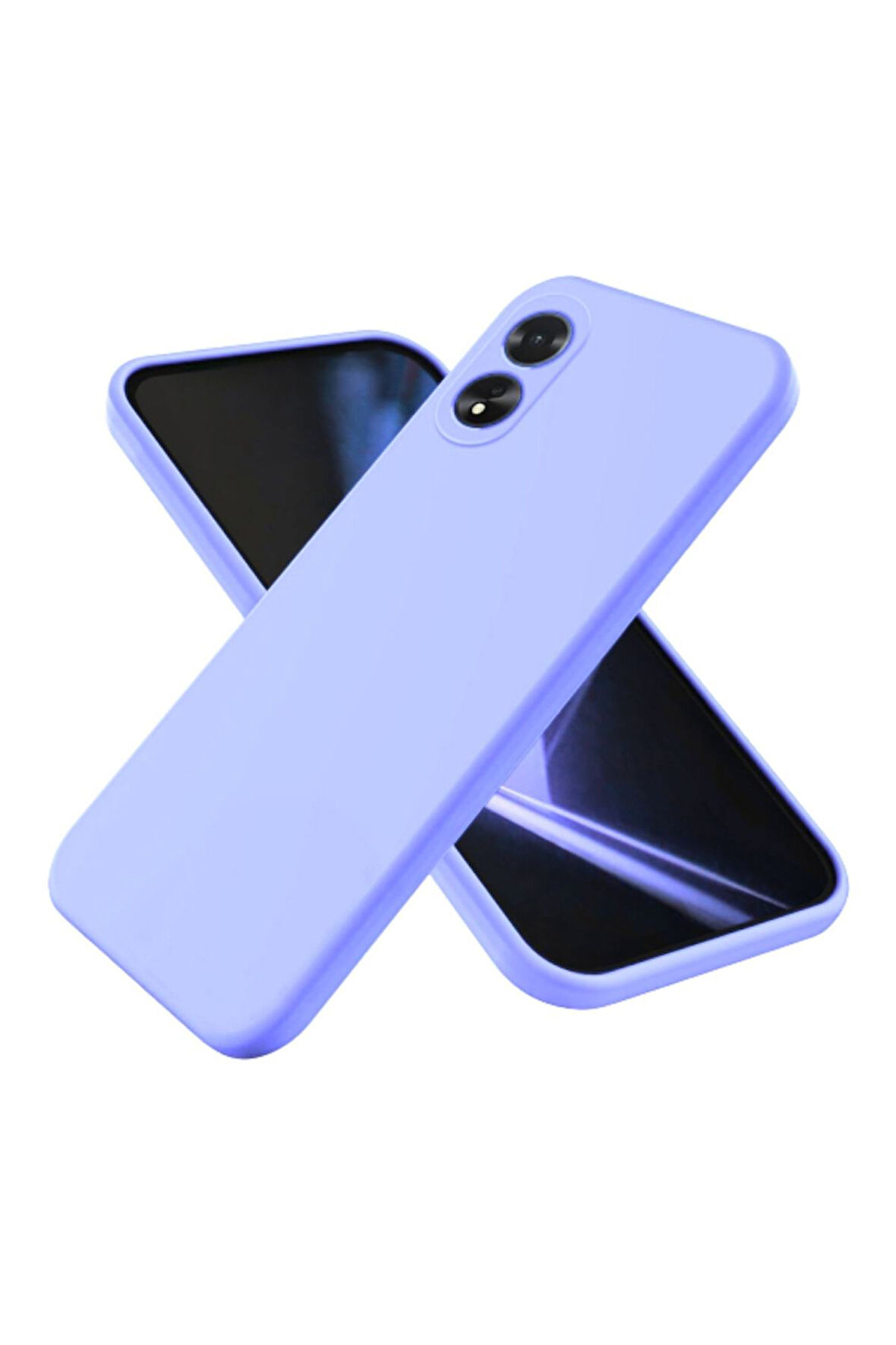 Oppo A18 Uyumlu Silikon Kılıf - Kamera Korumalı Esnek Pastel Renk Kapak - Lila