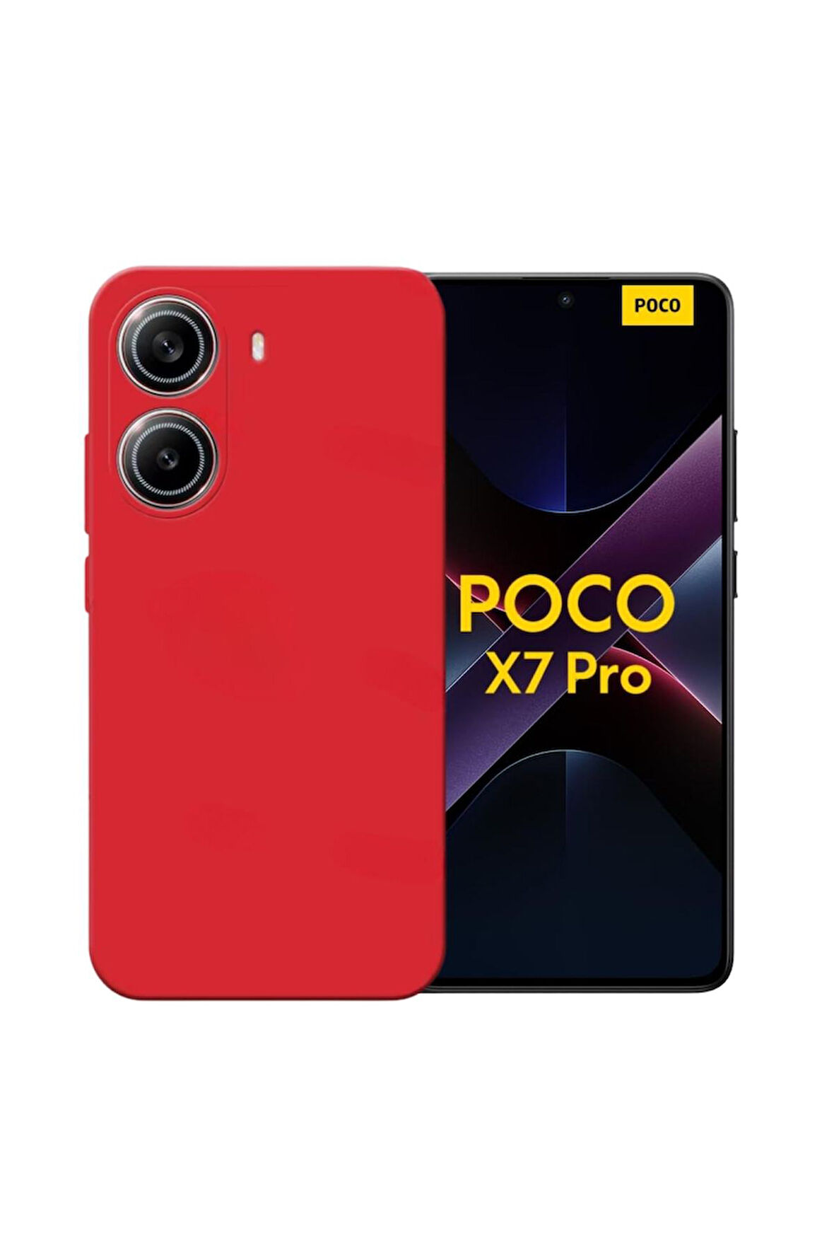 Poco X7 Pro Iron Man Edition Uyumlu Silikon Kılıf - Kamera Korumalı Esnek Pastel Renk Kapak - Kırmızı